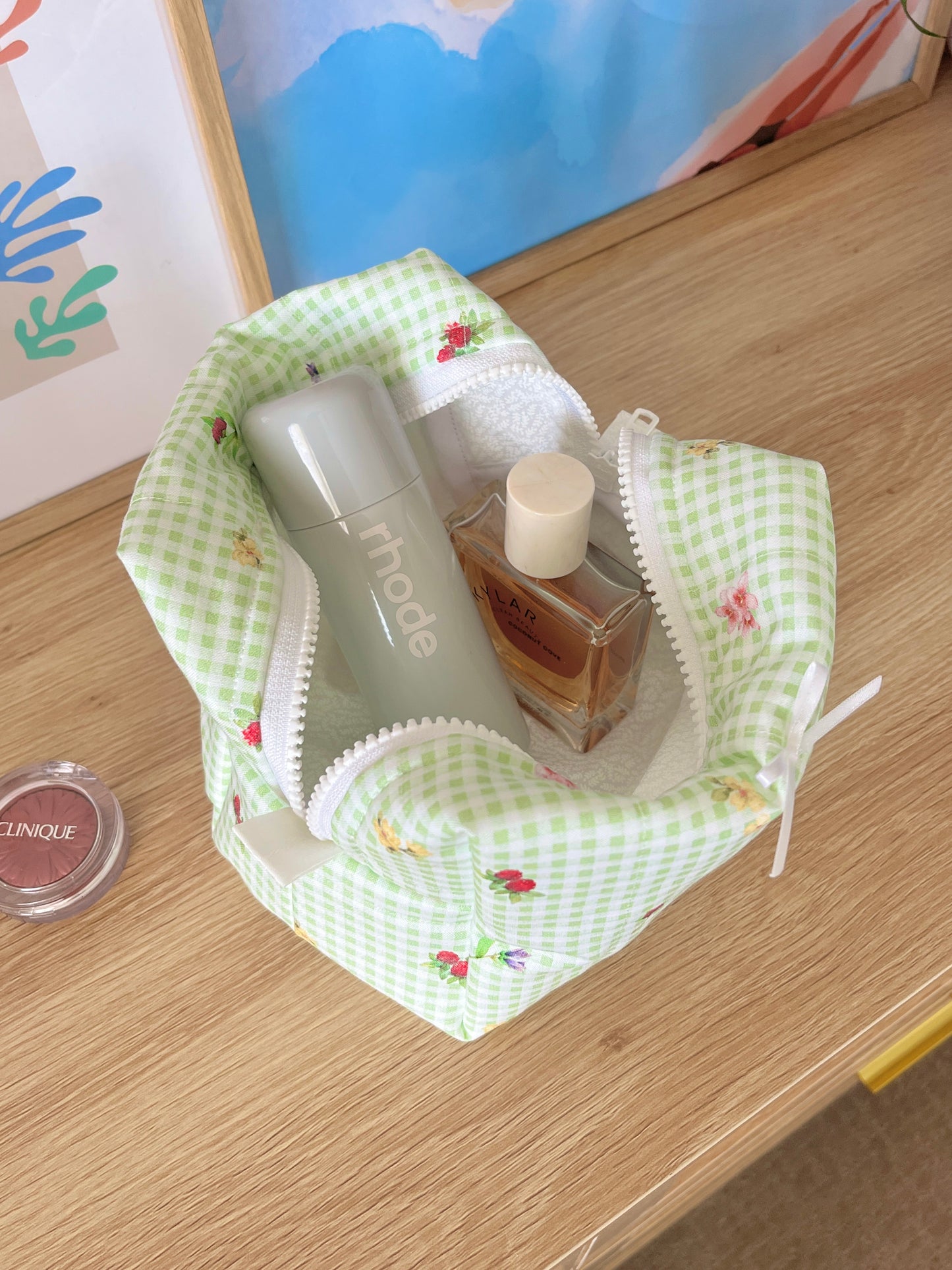 The Eden Makeup Bag with white bow