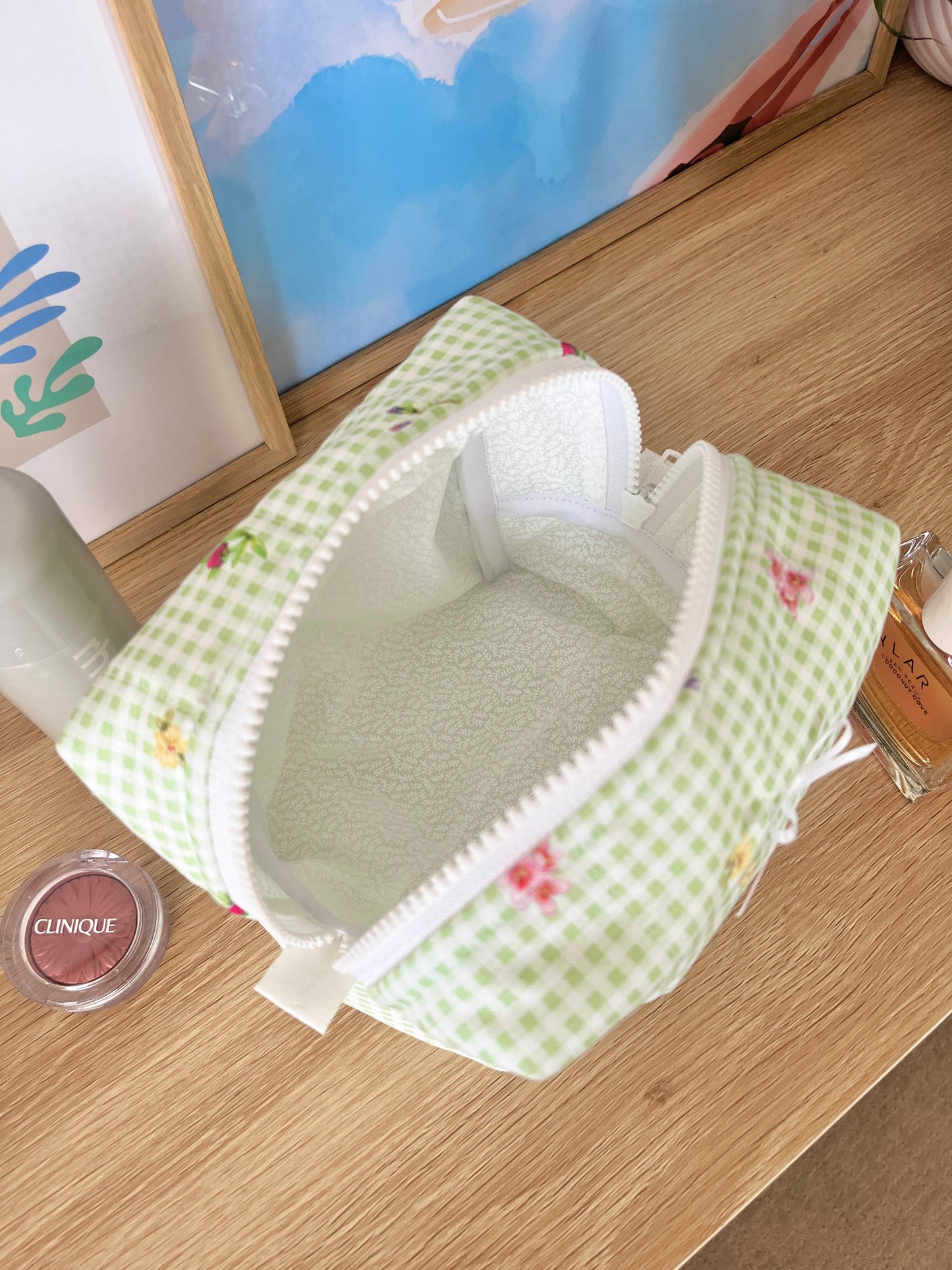 The Eden Makeup Bag with white bow