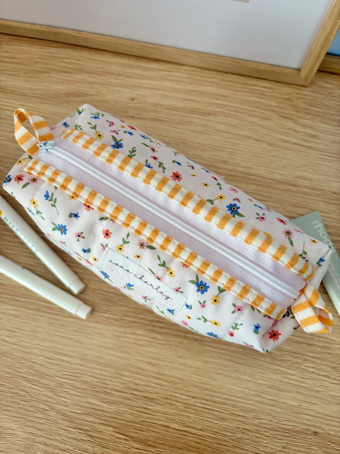 Mini Colorful Flowers Colorblock Bag - Yellow/Pink Gingham