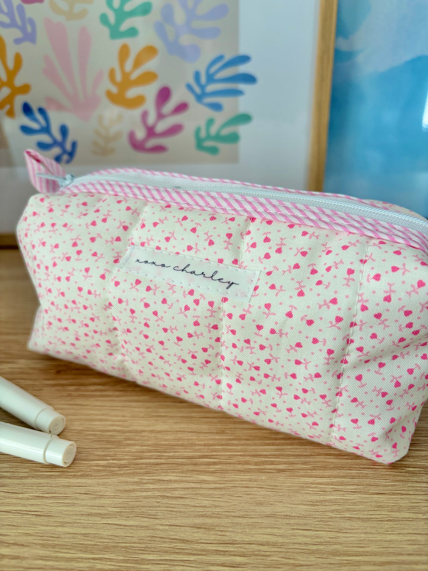 Tiny Pink Hearts Colorblock Bag - Pink/White