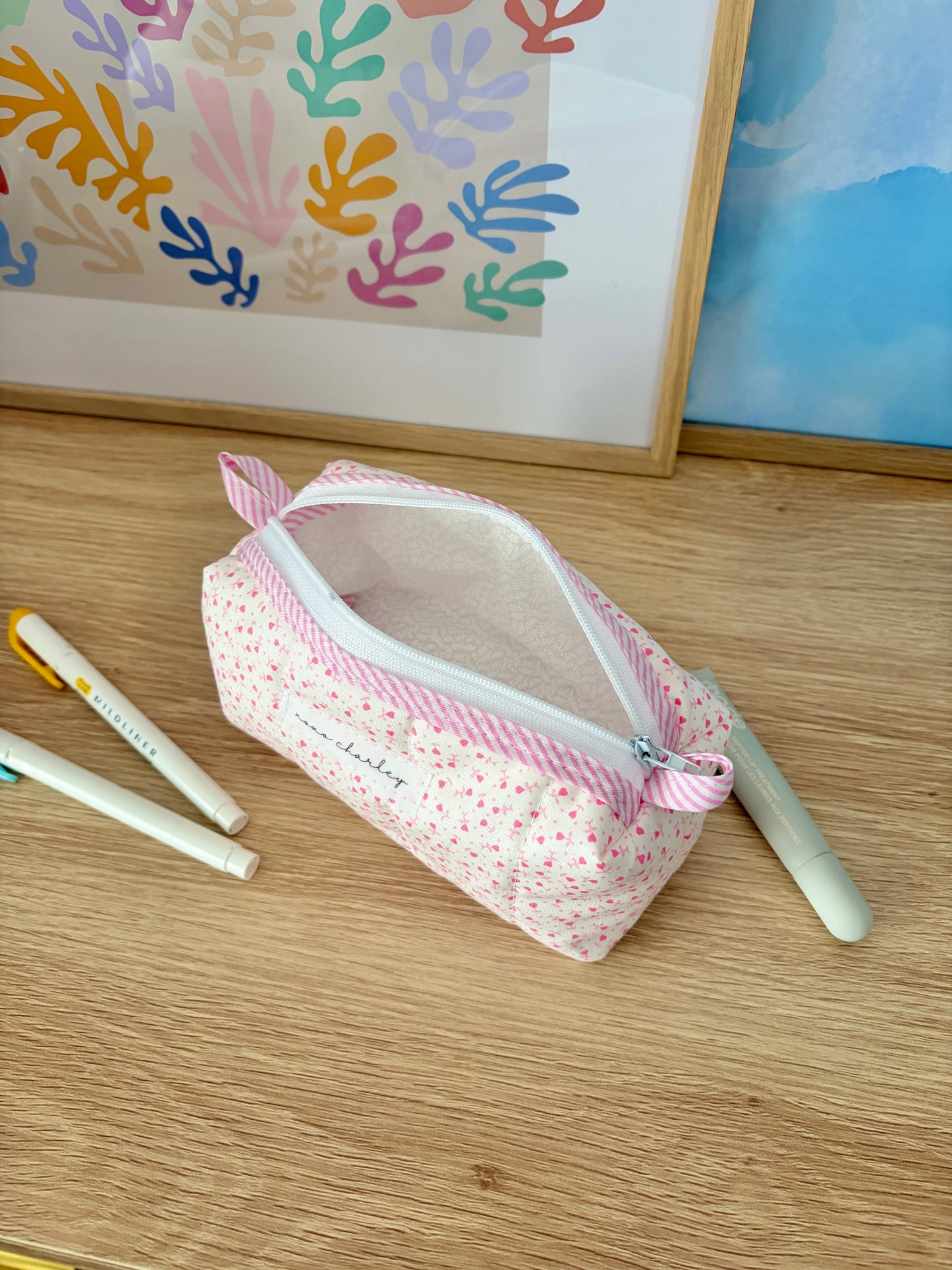 Tiny Pink Hearts Colorblock Bag - Pink/White