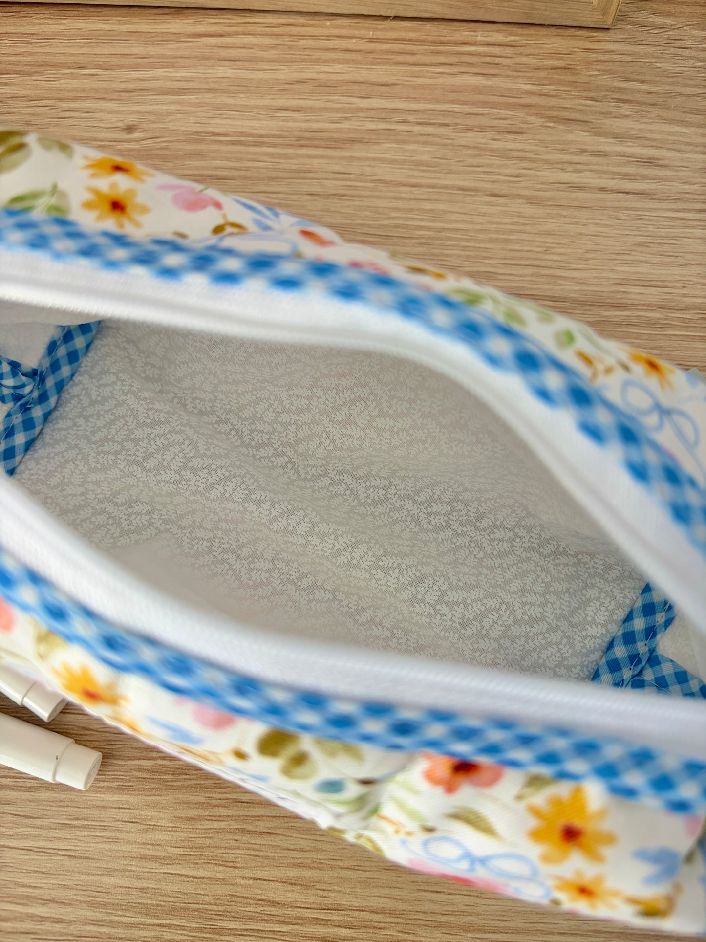 Bright Floral Colorblock Bag - Blue/White