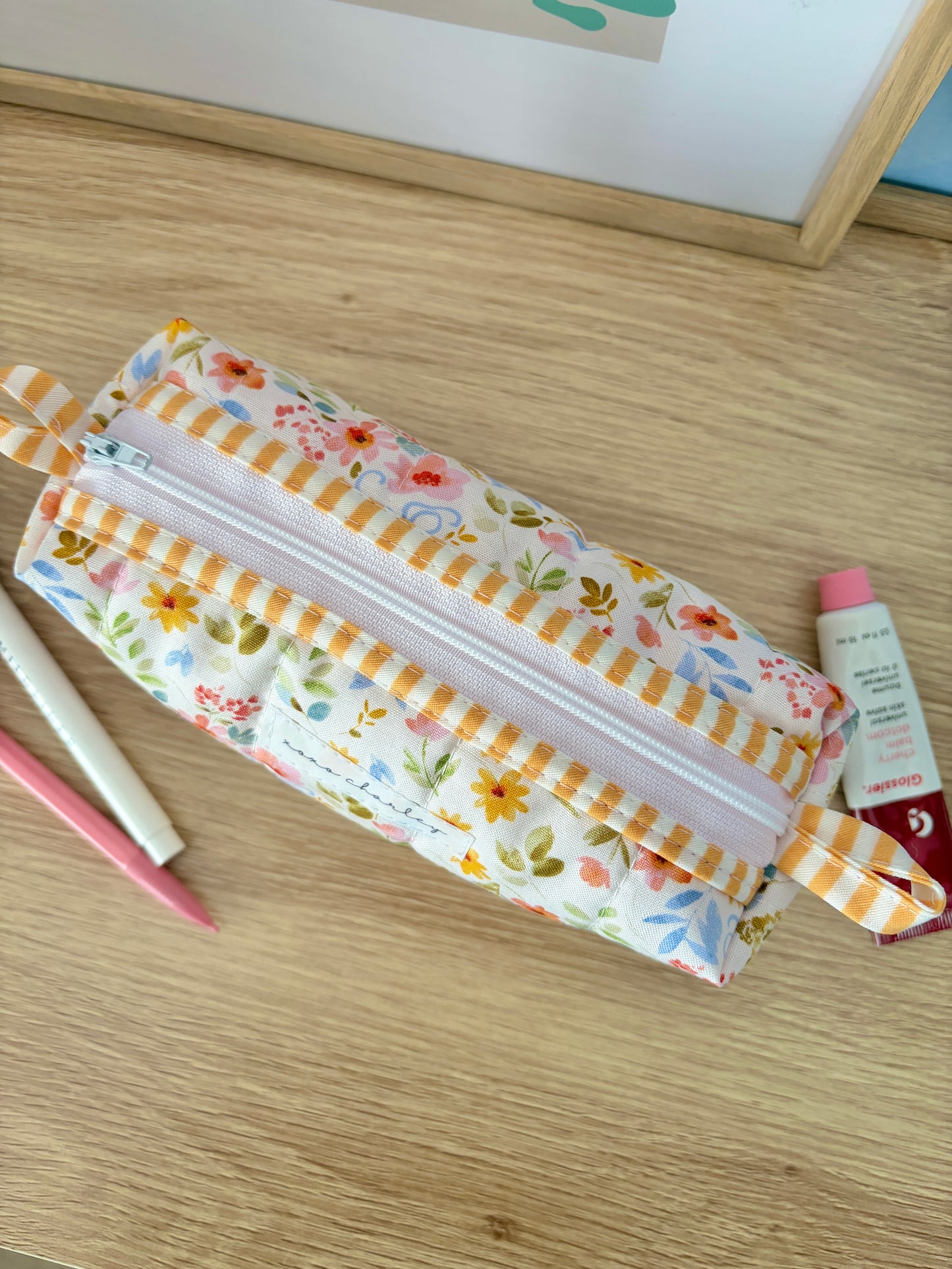 Bright Floral Colorblock Bag - Yellow Stripe/Pink Gingham