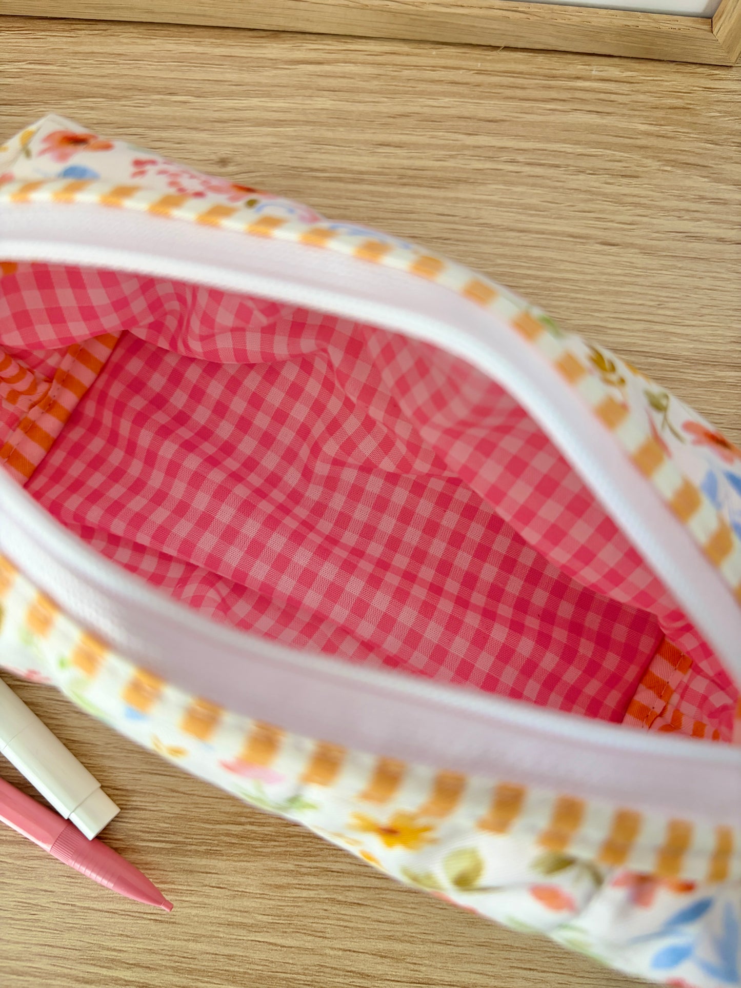 Bright Floral Colorblock Bag - Yellow Stripe/Pink Gingham