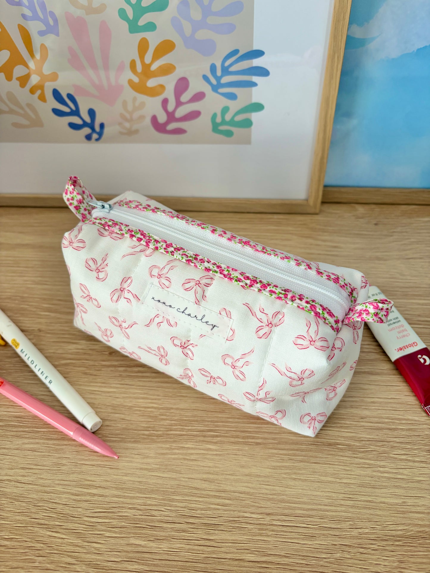Mini Pink Bows Colorblock Bag - Pink Floral/White