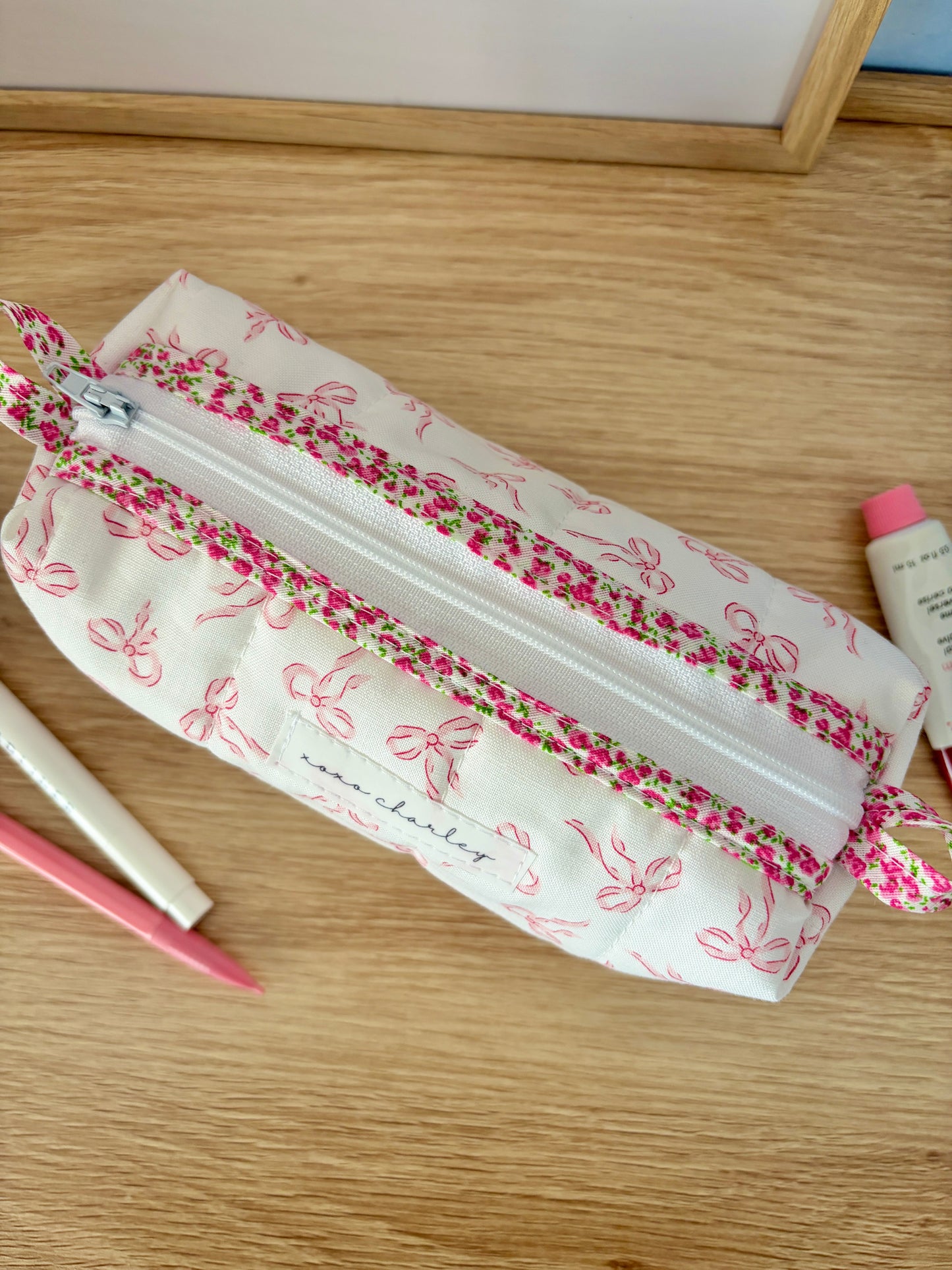 Mini Pink Bows Colorblock Bag - Pink Floral/White