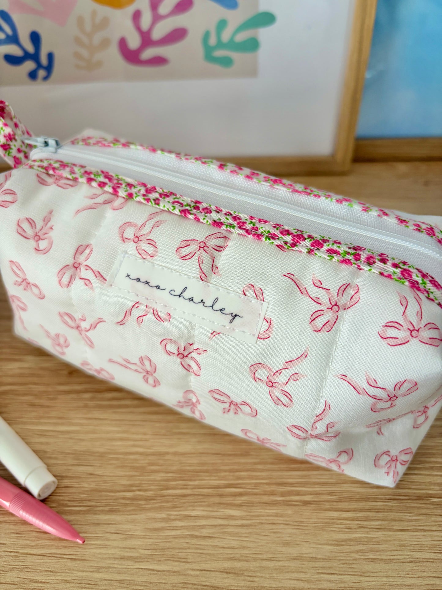 Mini Pink Bows Colorblock Bag - Pink Floral/White