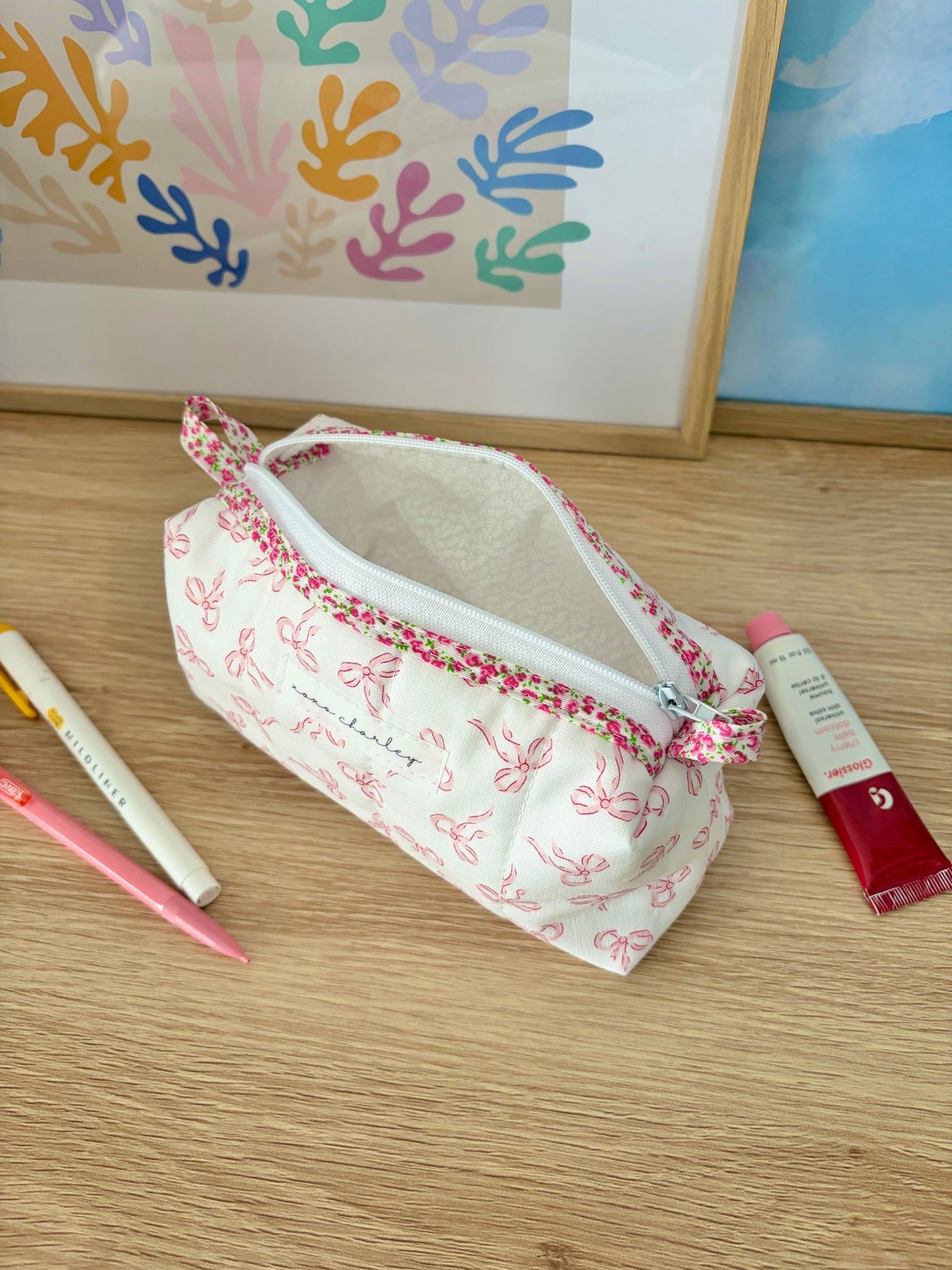 Mini Pink Bows Colorblock Bag - Pink Floral/White
