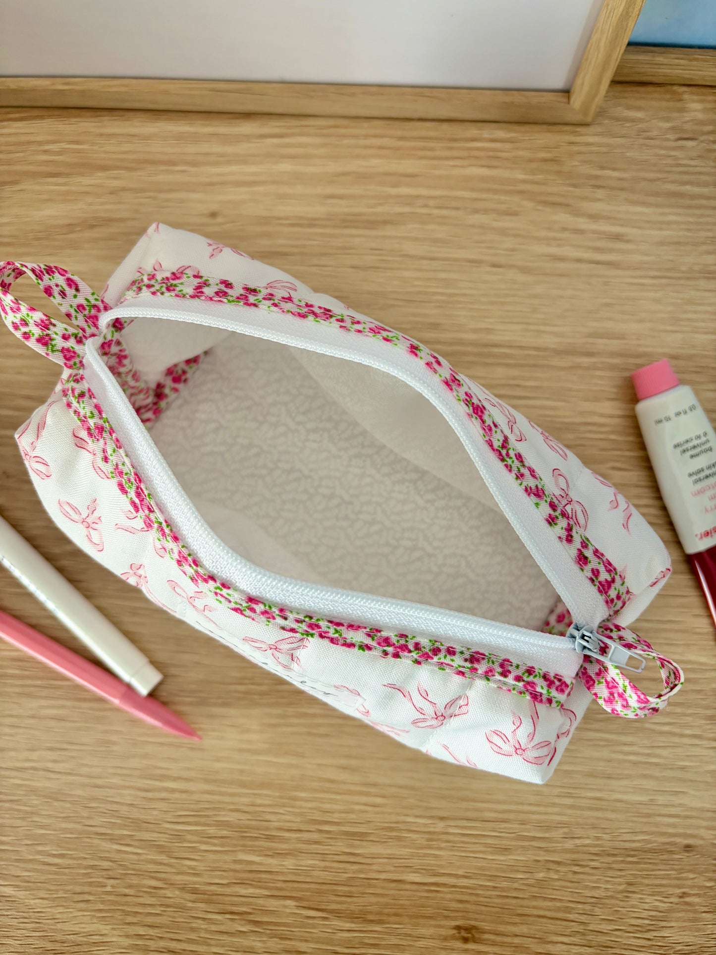 Mini Pink Bows Colorblock Bag - Pink Floral/White