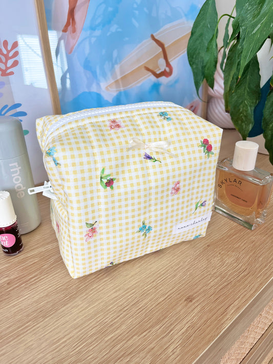 The Mia Makeup Bag with yellow bow