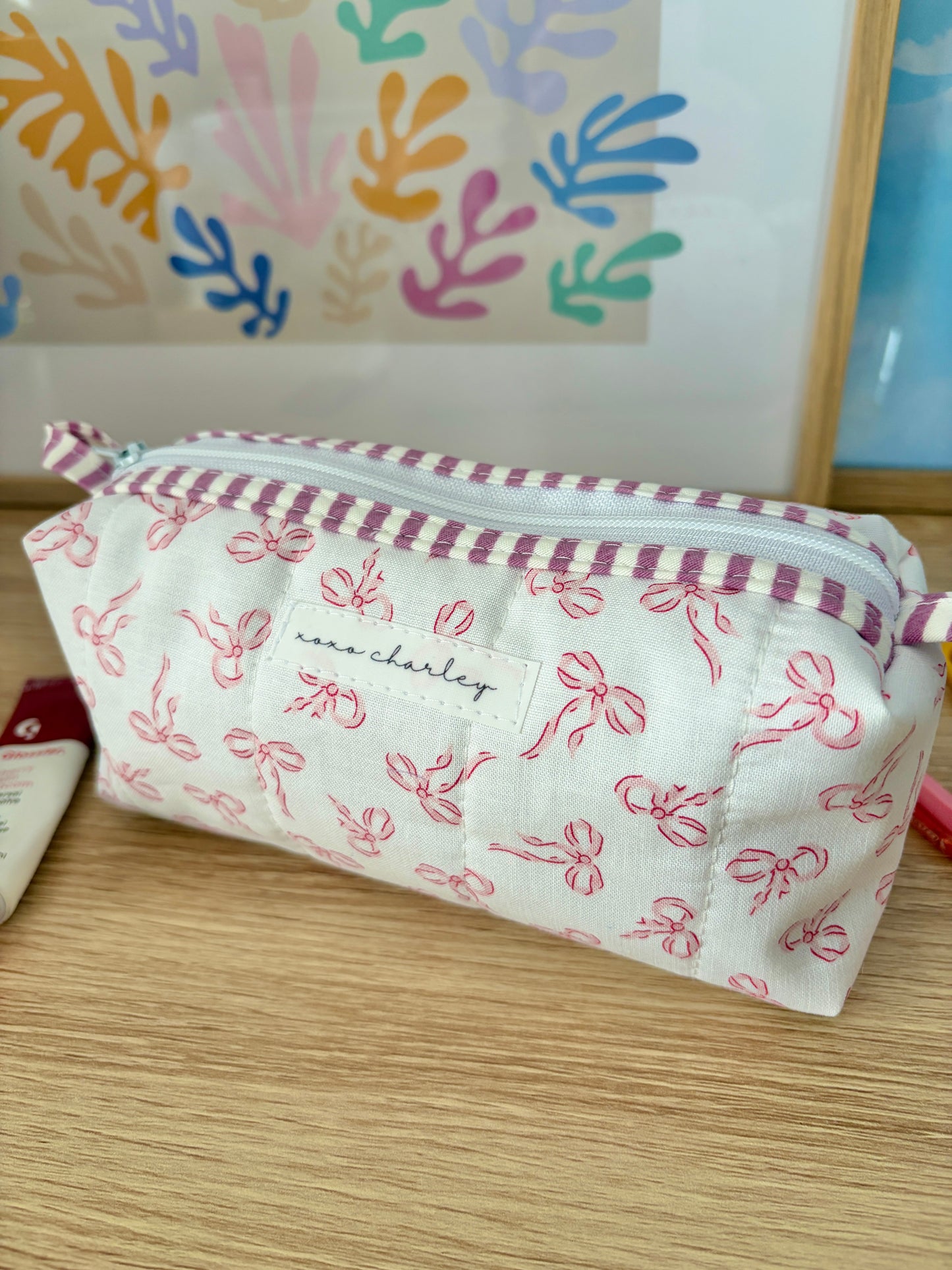 Mini Pink Bows Colorblock Bag - Purple/Purple Gingham