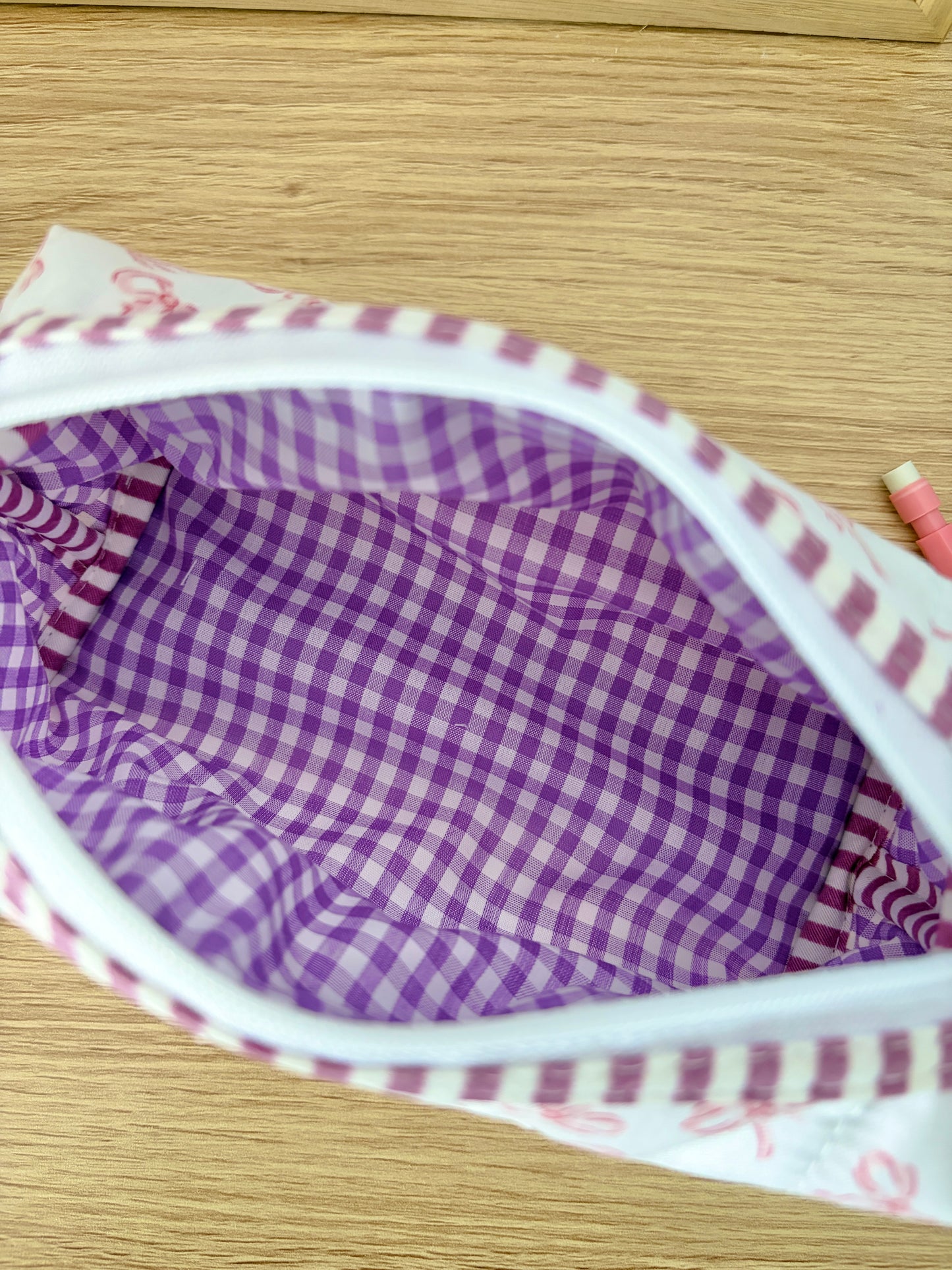 Mini Pink Bows Colorblock Bag - Purple/Purple Gingham