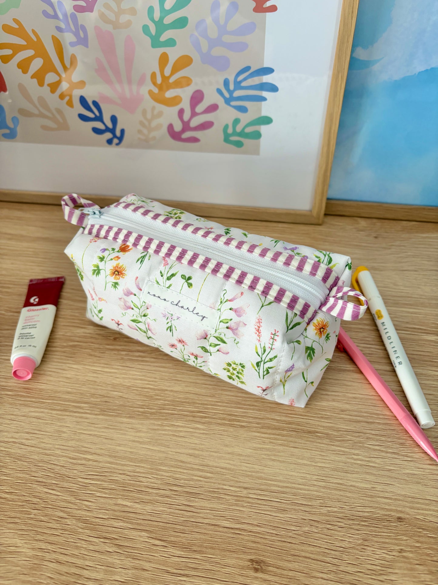 Purple Wildflower Colorblock Bag - Purple/White