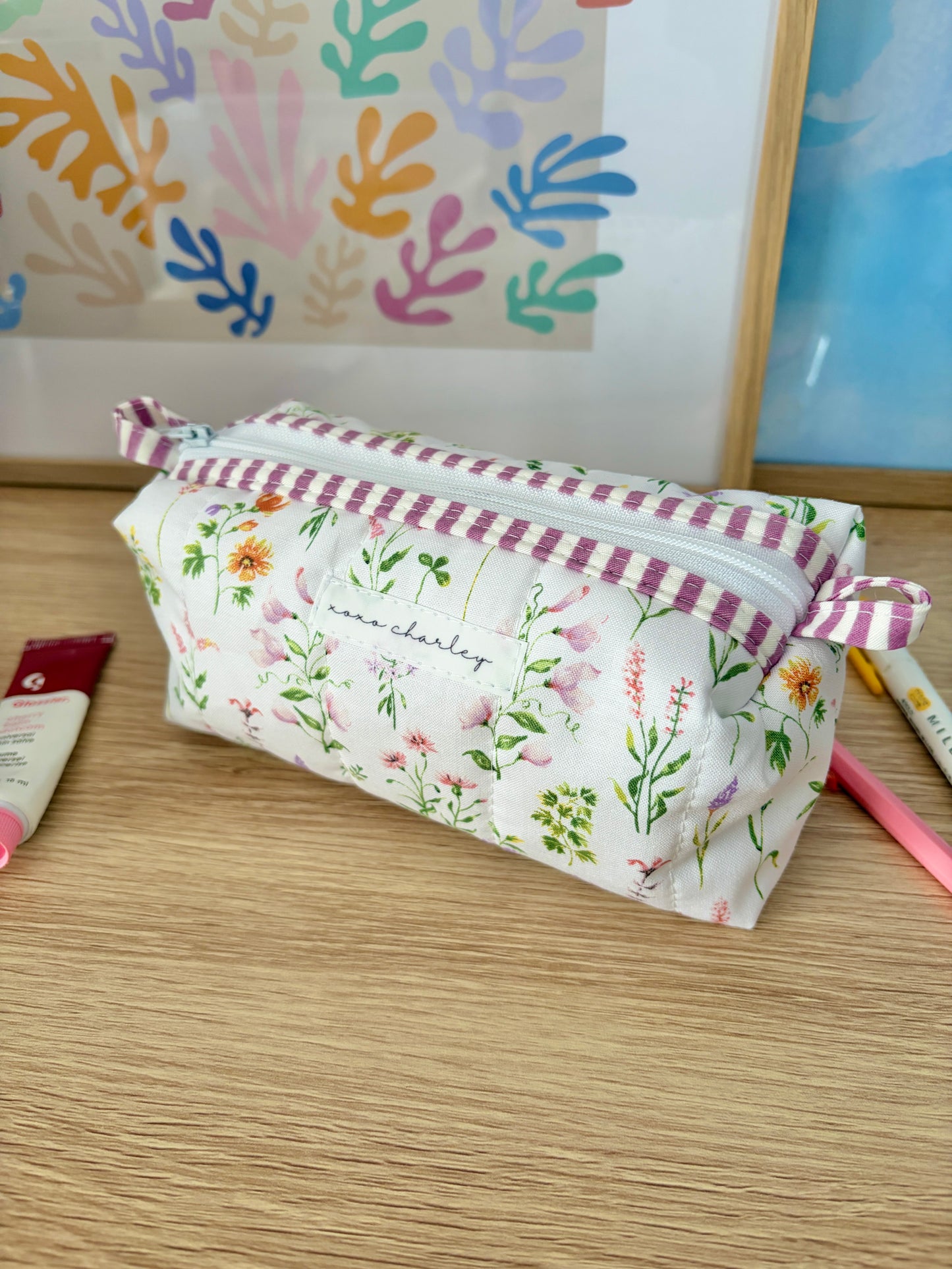 Purple Wildflower Colorblock Bag - Purple/White