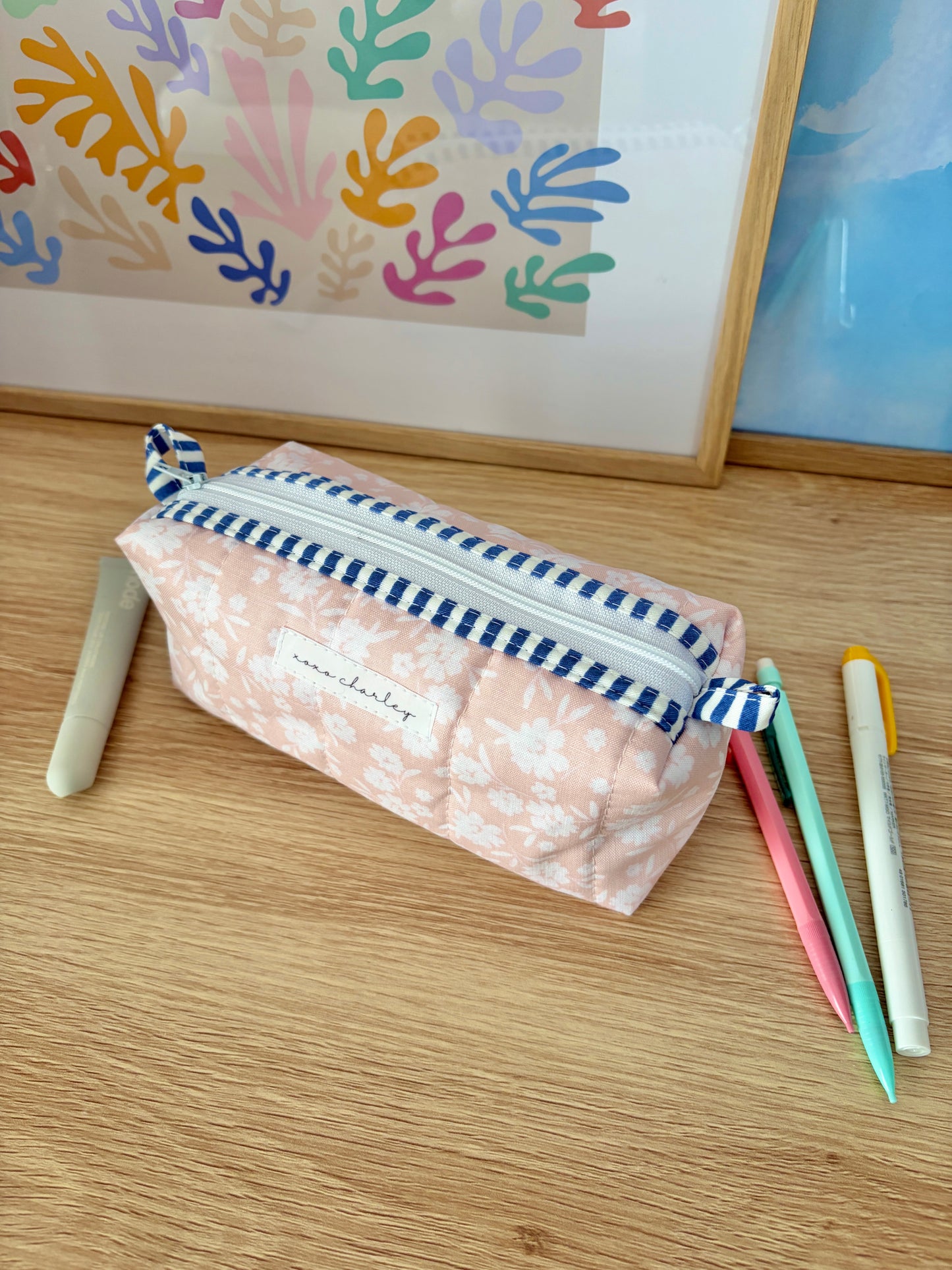 The Floral Ballerina Colorblock Bag - Blue/Purple Gingham