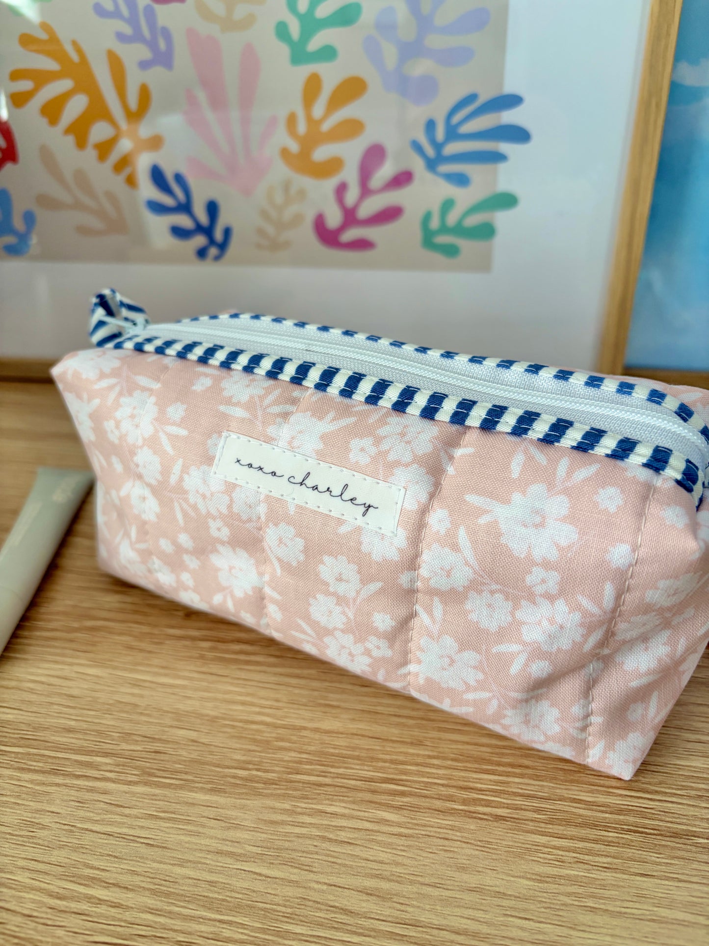 The Floral Ballerina Colorblock Bag - Blue/Purple Gingham