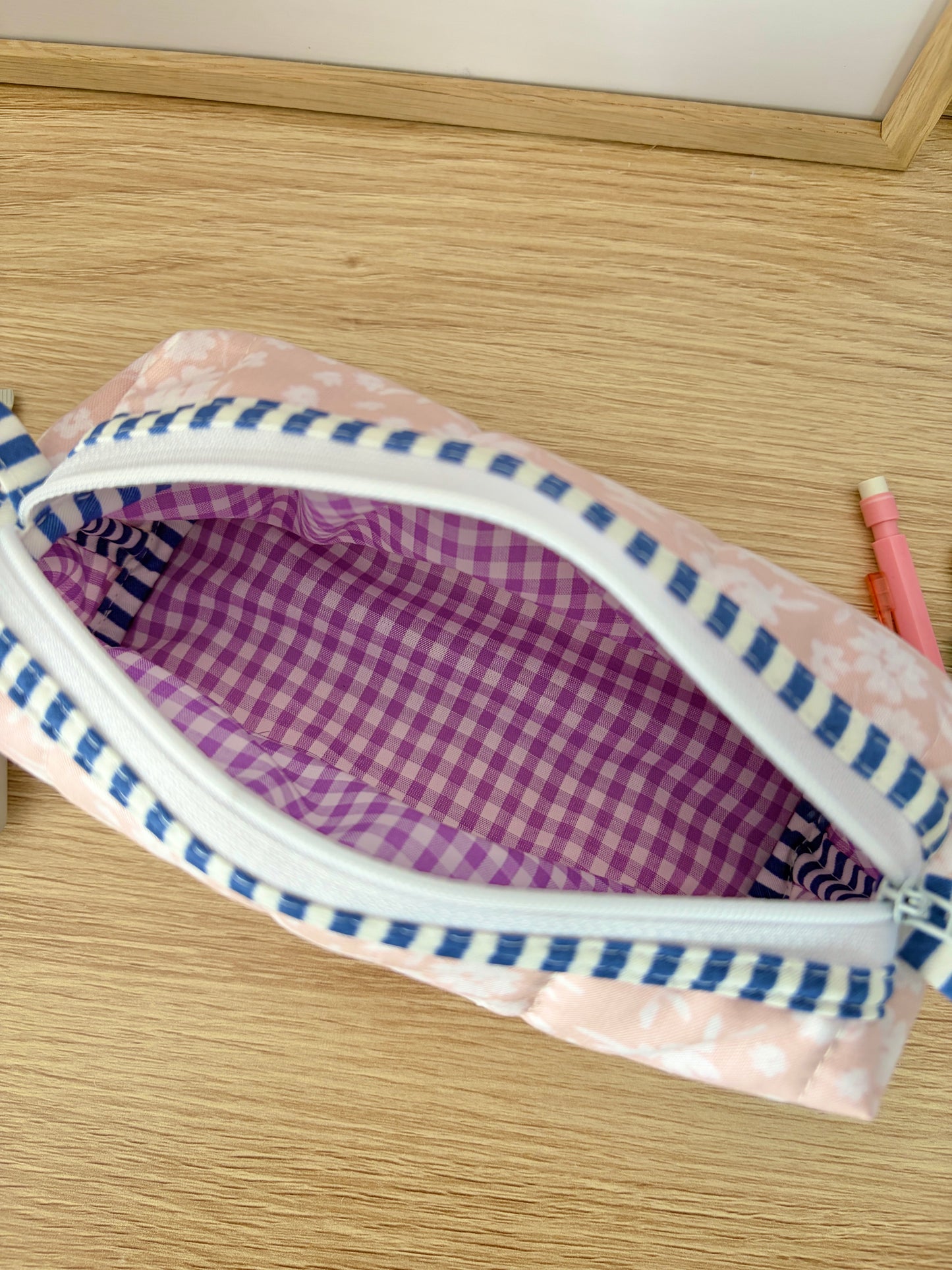 The Floral Ballerina Colorblock Bag - Blue/Purple Gingham
