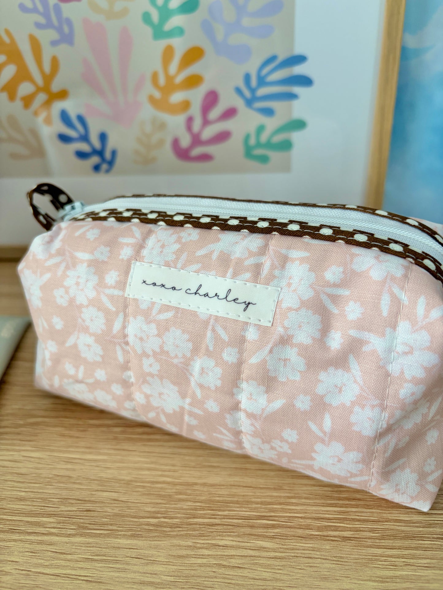 The Floral Ballerina Colorblock Bag - Brown/Purple Gingham