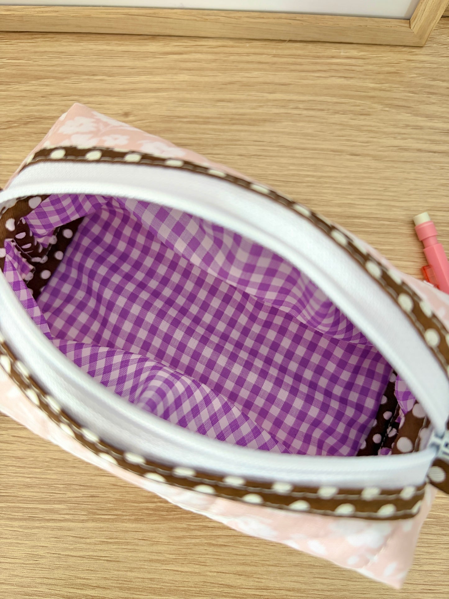 The Floral Ballerina Colorblock Bag - Brown/Purple Gingham