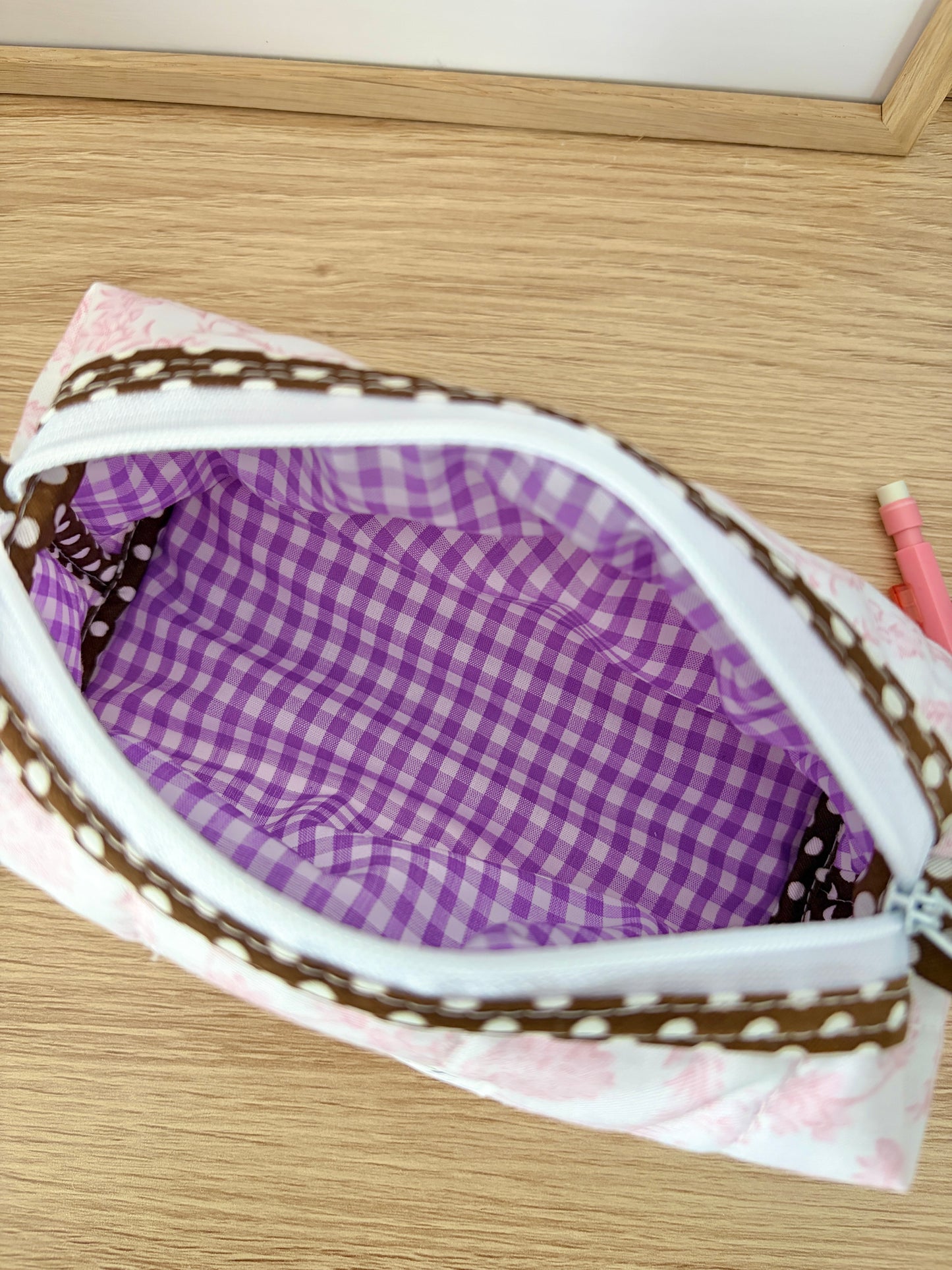 The Vintage Pink Colorblock Bag - Brown/Purple Gingham