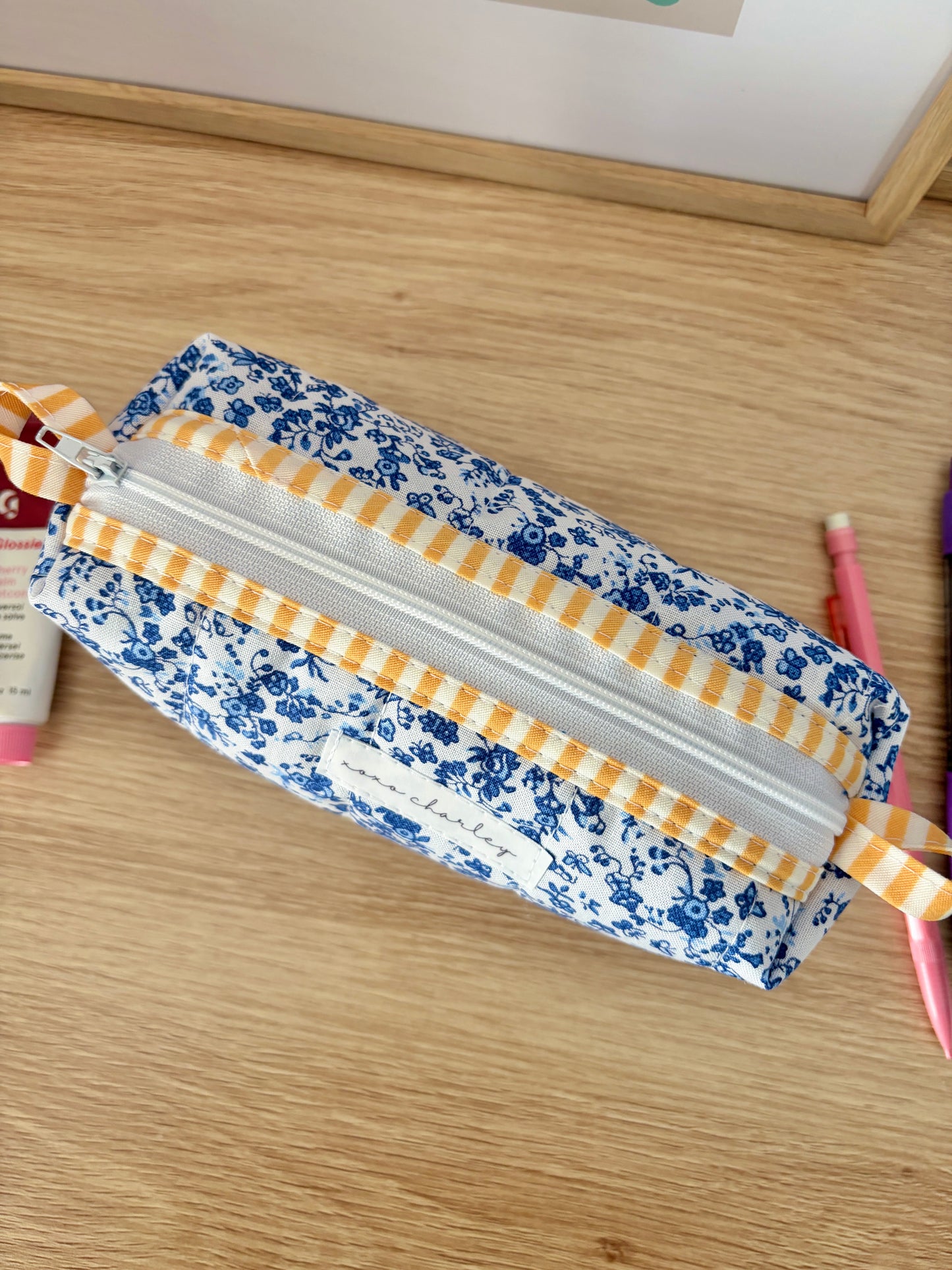 The Royal Blue Floral Colorblock Bag - Yellow/Blue