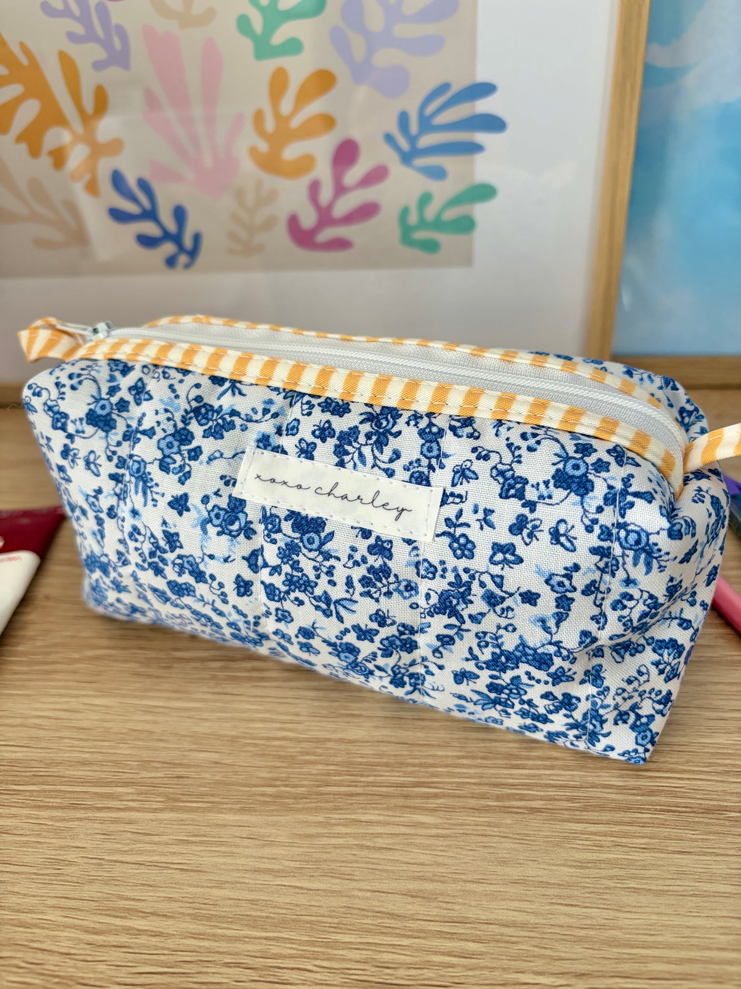 The Royal Blue Floral Colorblock Bag - Yellow/Blue