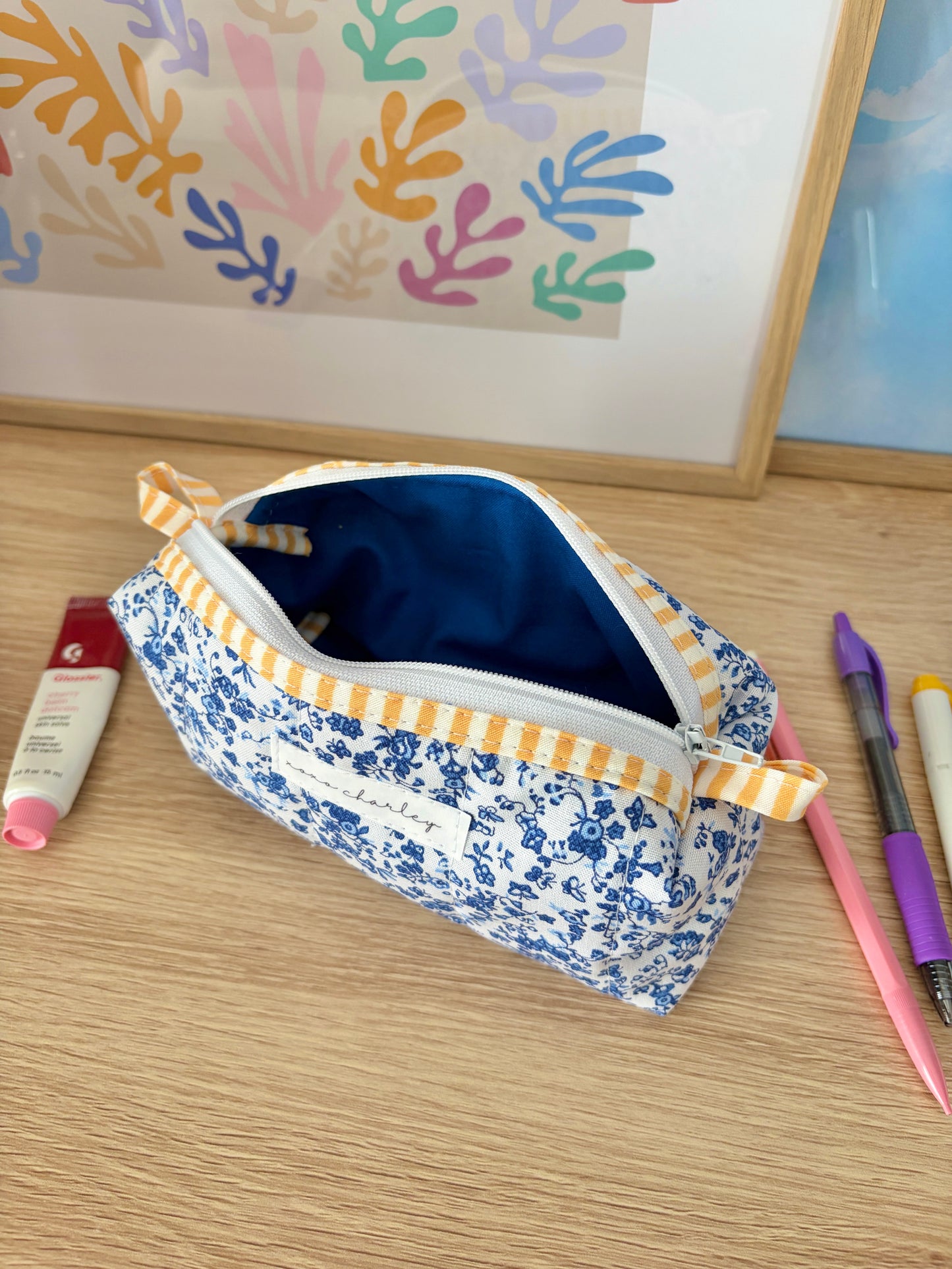 The Royal Blue Floral Colorblock Bag - Yellow/Blue