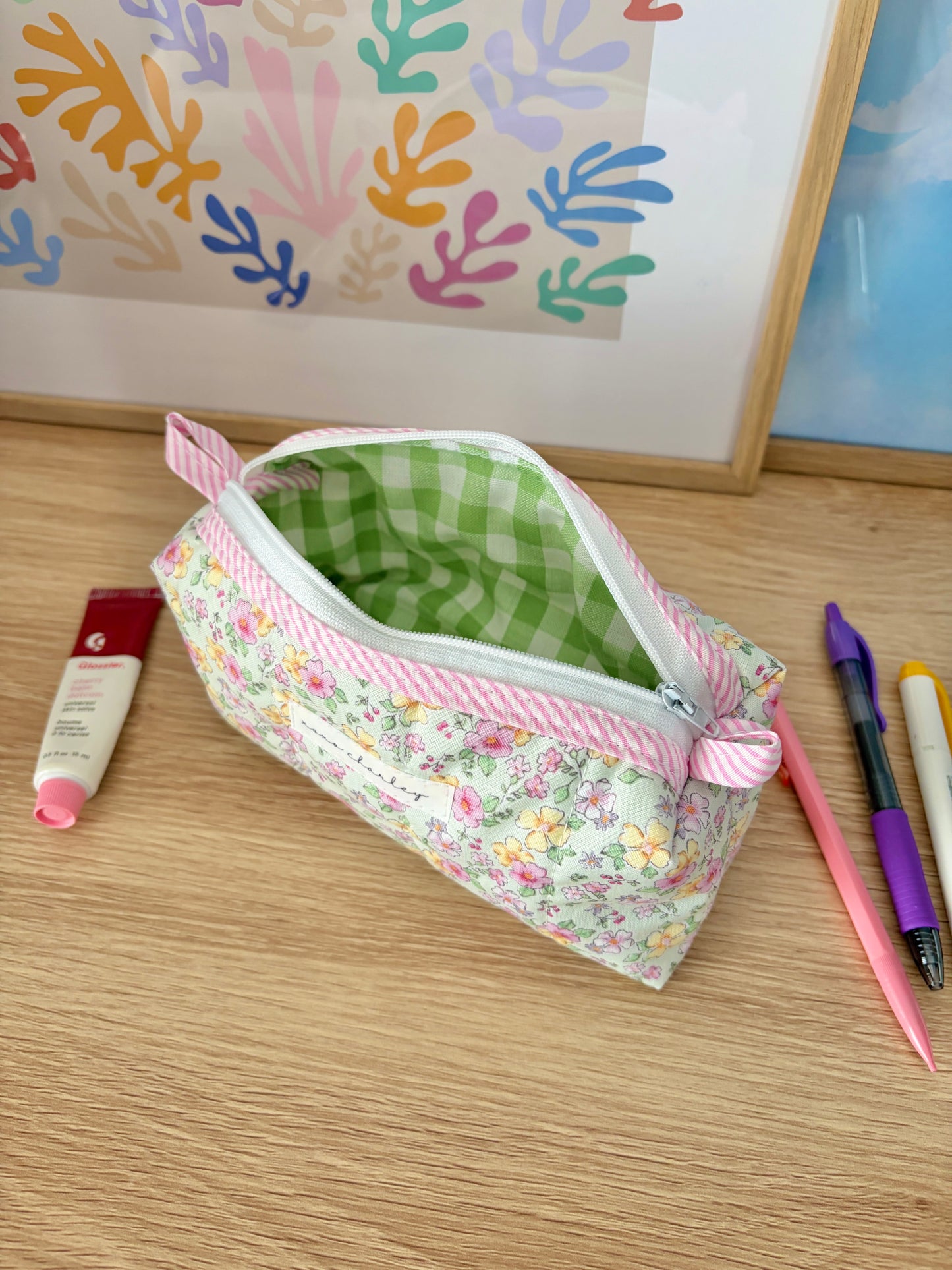 The Primrose Colorblock Bag - Pink/Green Gingham