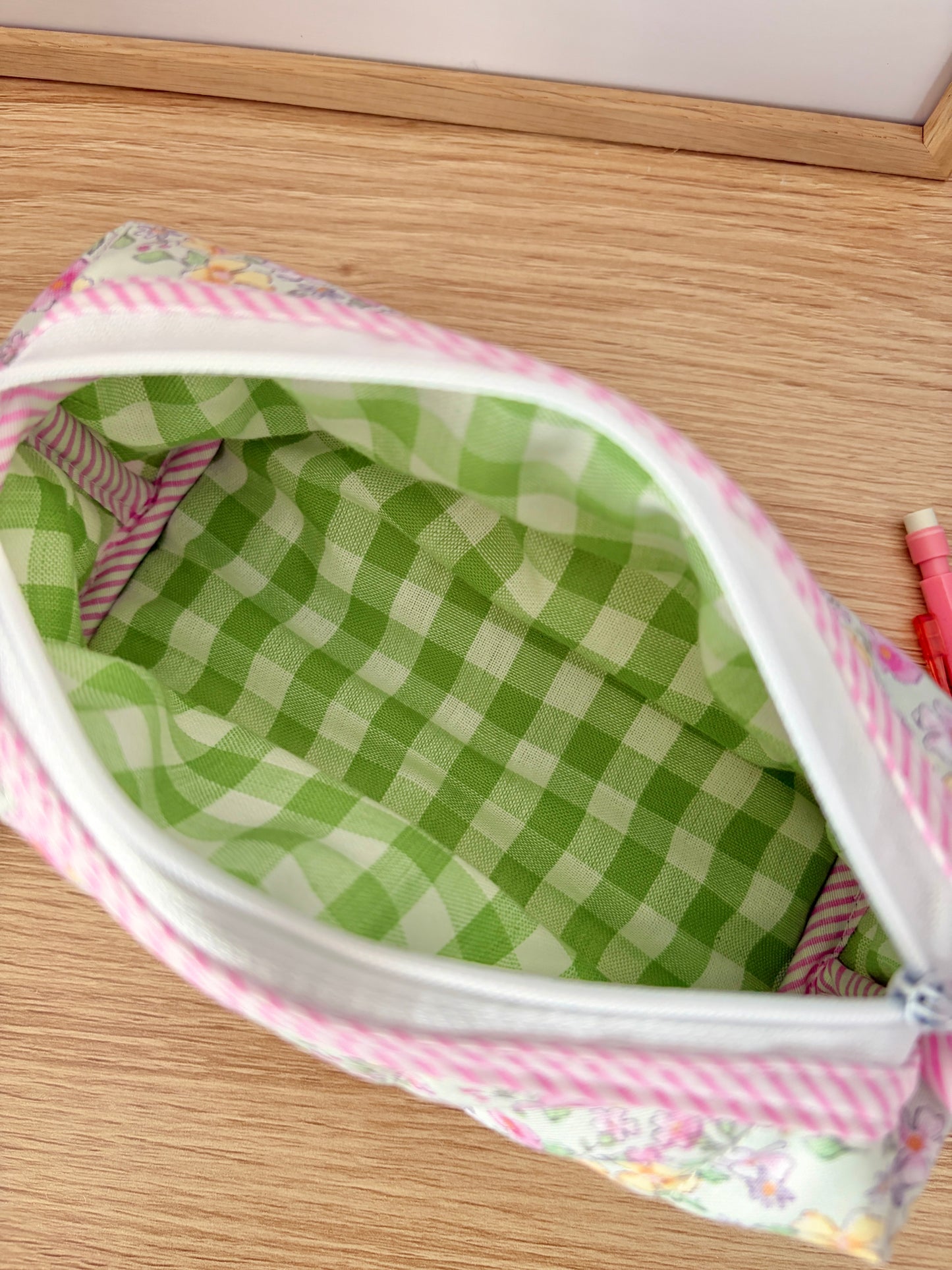 The Primrose Colorblock Bag - Pink/Green Gingham