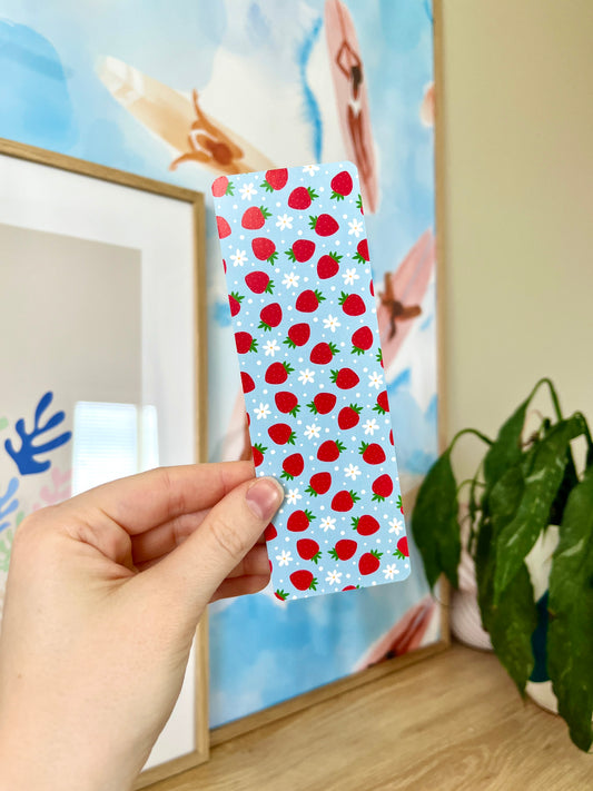 Blue Strawberry Bookmark