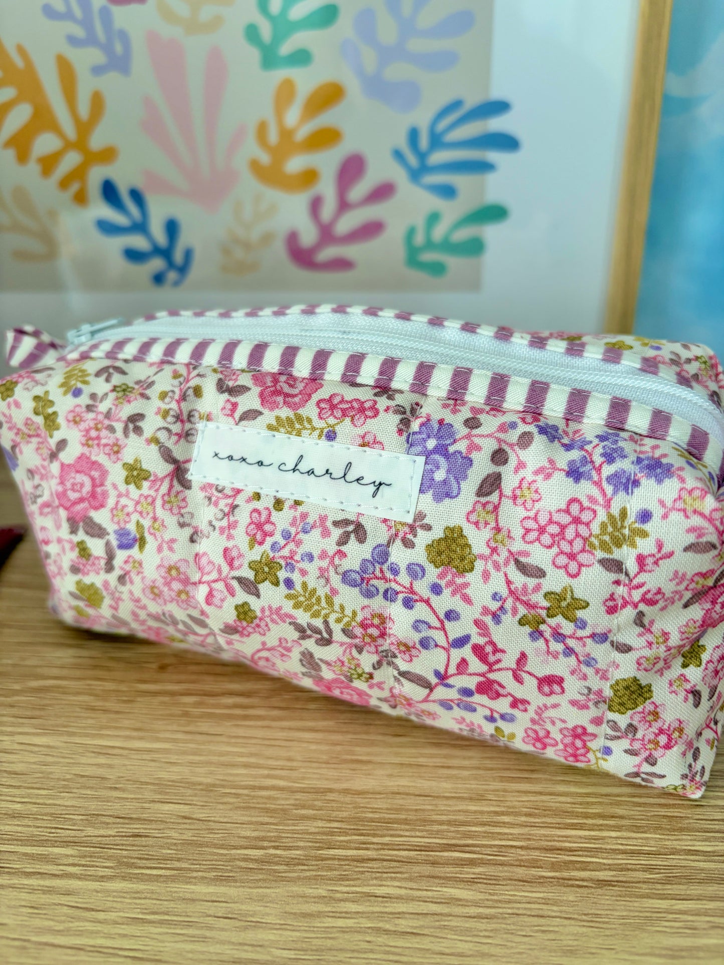 The Ditsy Picnic Pink Colorblock Bag - Purple/Mini Flowers