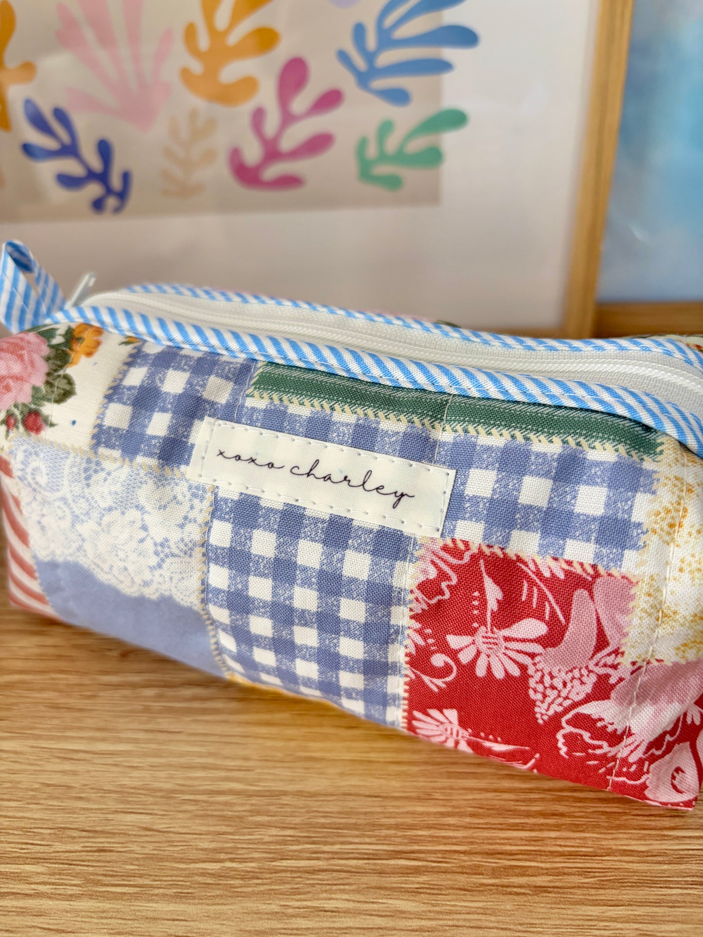 The Colorful Picnic Colorblock Bag - Blue/Green Gingham