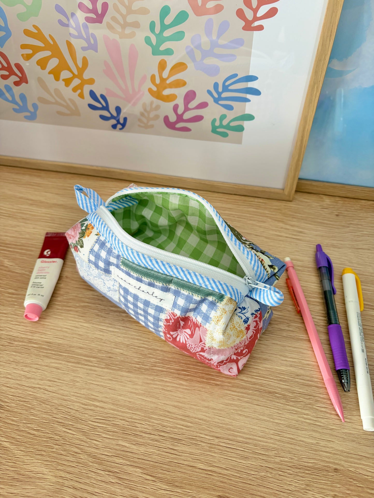 The Colorful Picnic Colorblock Bag - Blue/Green Gingham
