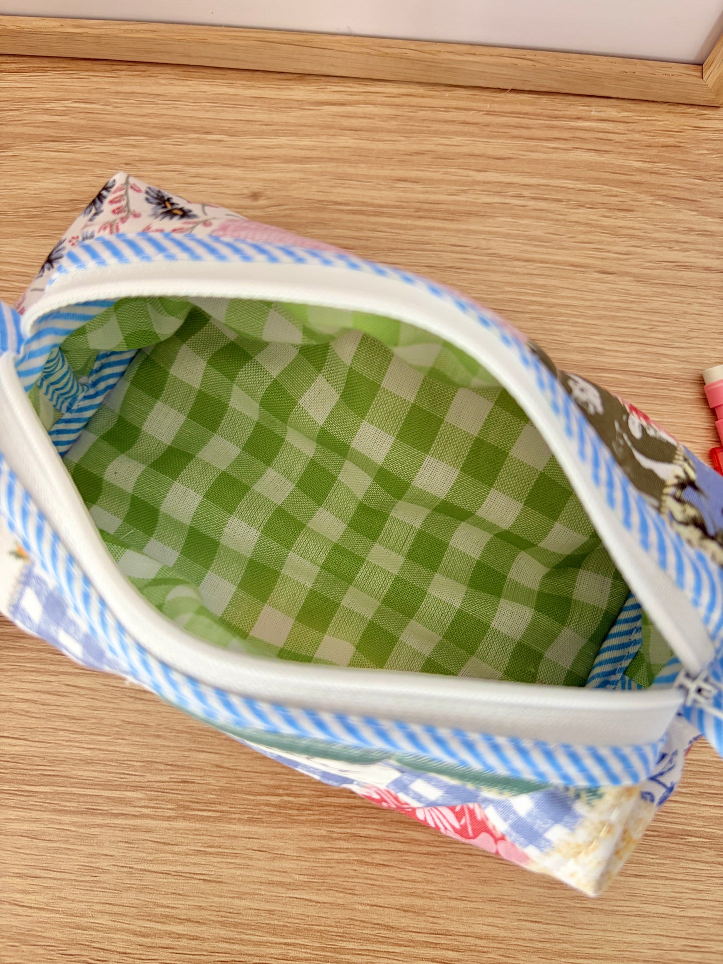The Colorful Picnic Colorblock Bag - Blue/Green Gingham