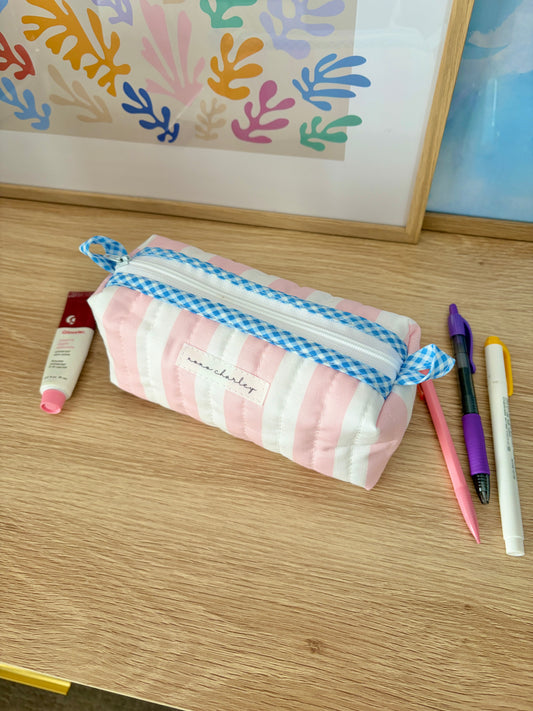 The Pink & White Stripe Colorblock Bag - Blue/White