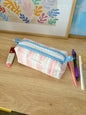 The Pink & White Stripe Colorblock Bag - Blue/White