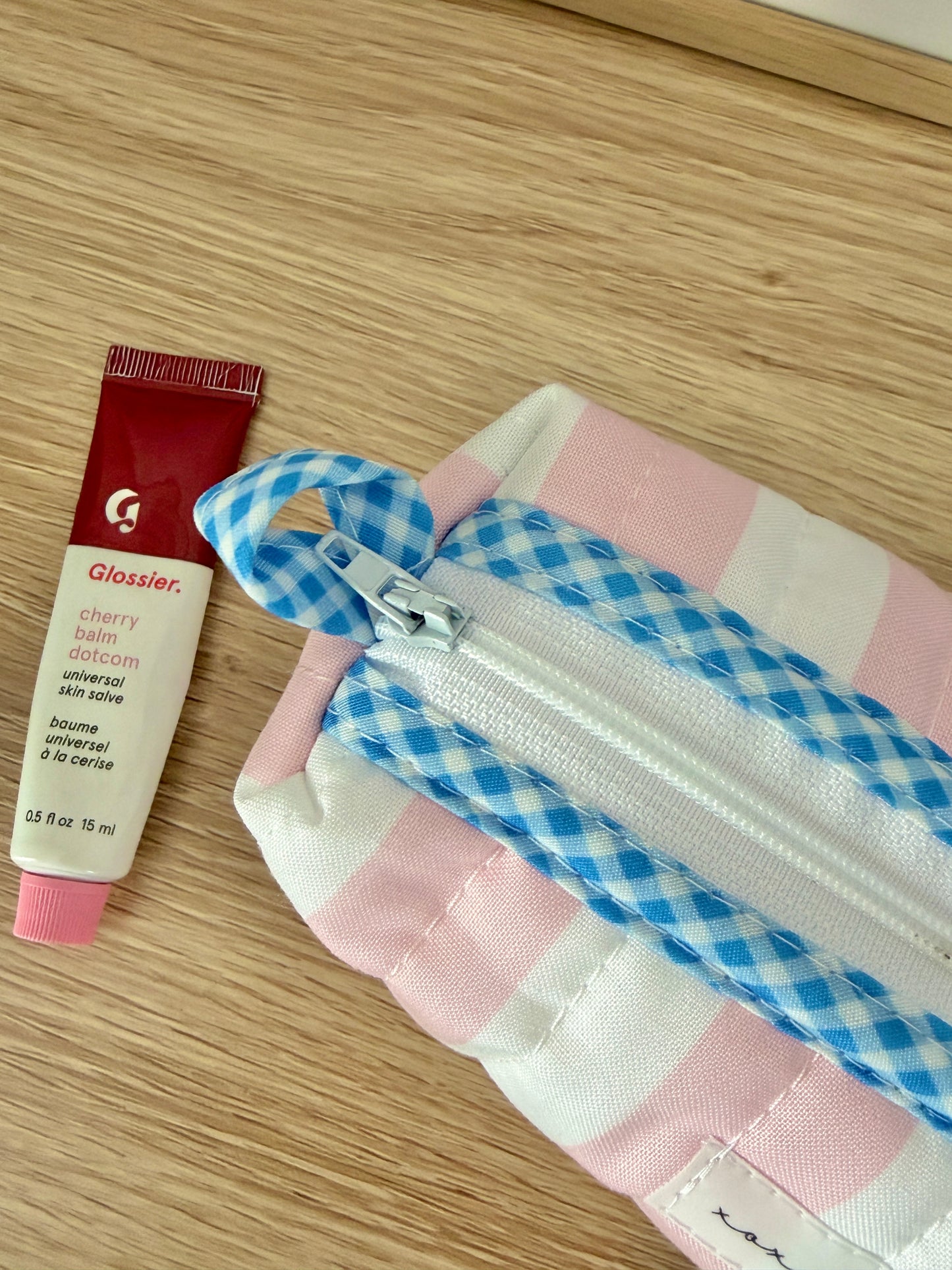 The Pink & White Stripe Colorblock Bag - Blue/White