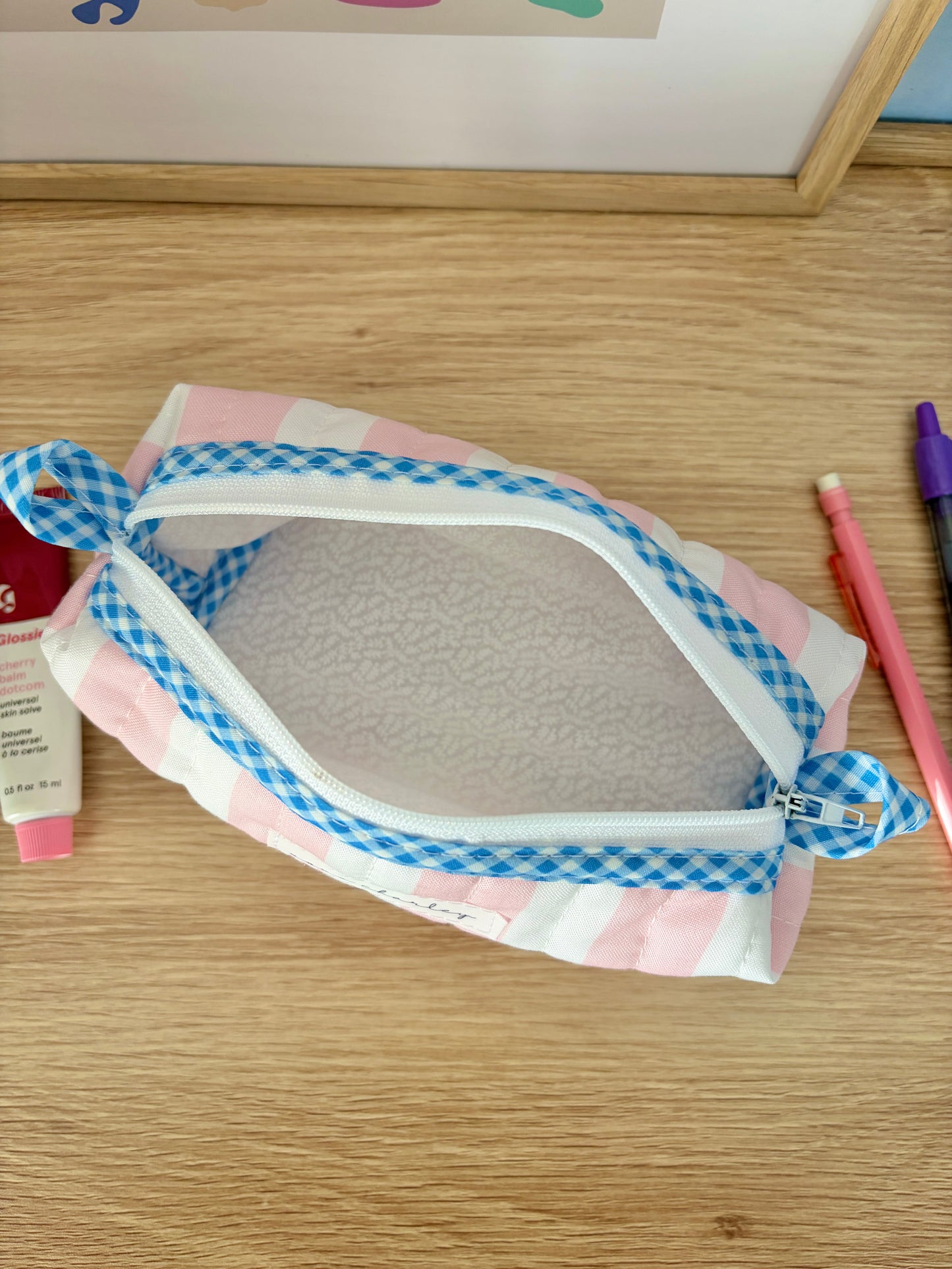 The Pink & White Stripe Colorblock Bag - Blue/White