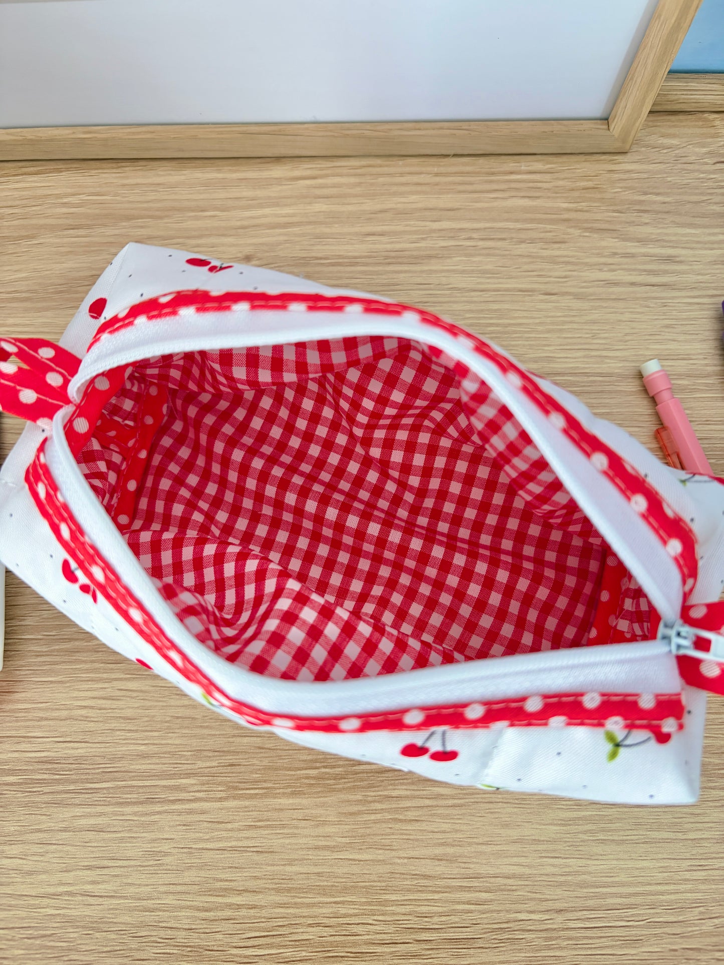 The Cherry Red Colorblock Bag - Red/Red Gingham