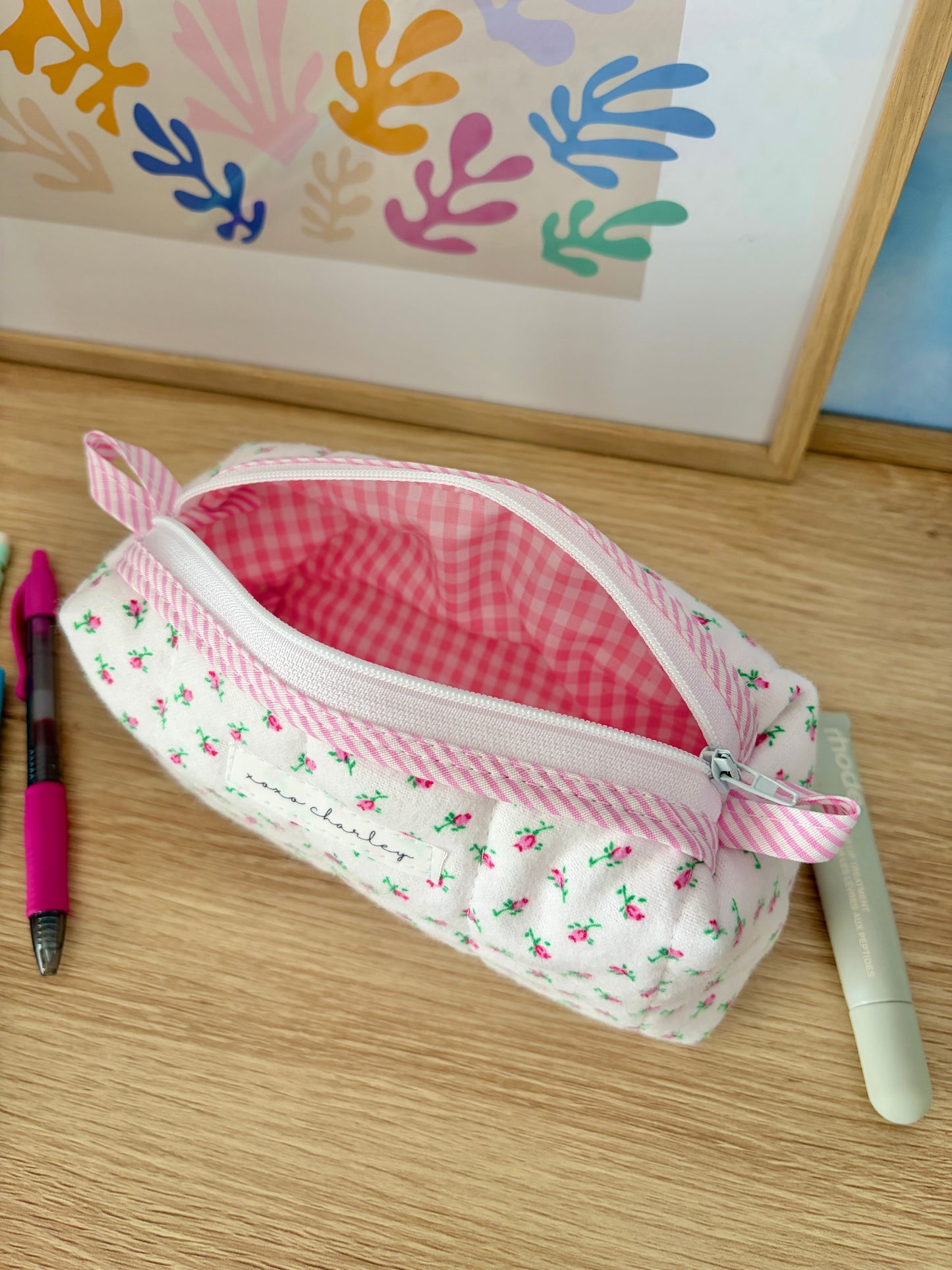 The Mini Roses Colorblock Bag - Pink/Pink Gingham