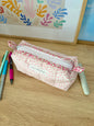The Tiny Pink Hearts Colorblock Bag - Pink Floral/White Dots