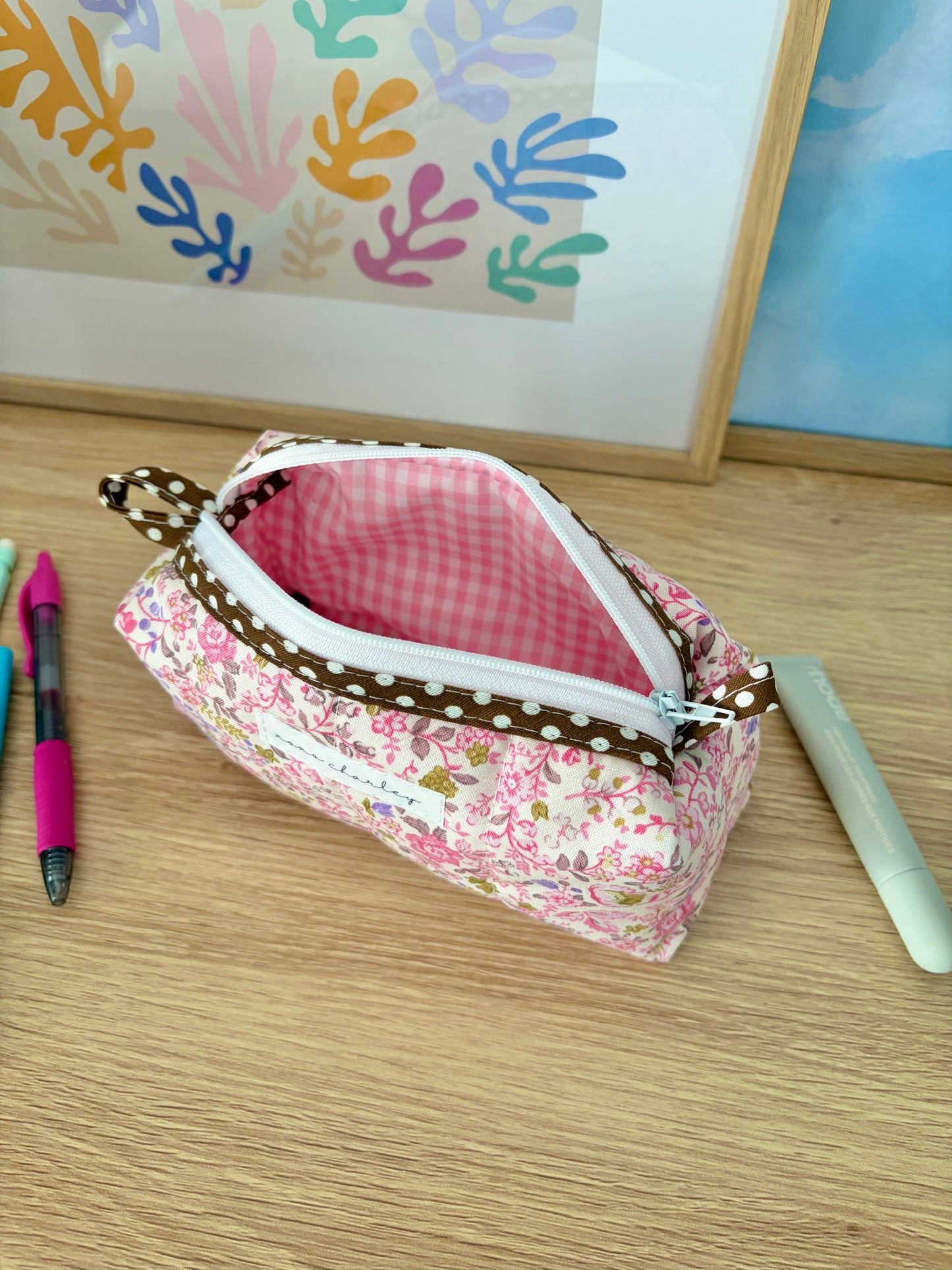 The Ditsy Picnic Pink Colorblock Bag - Brown/Pink Gingham