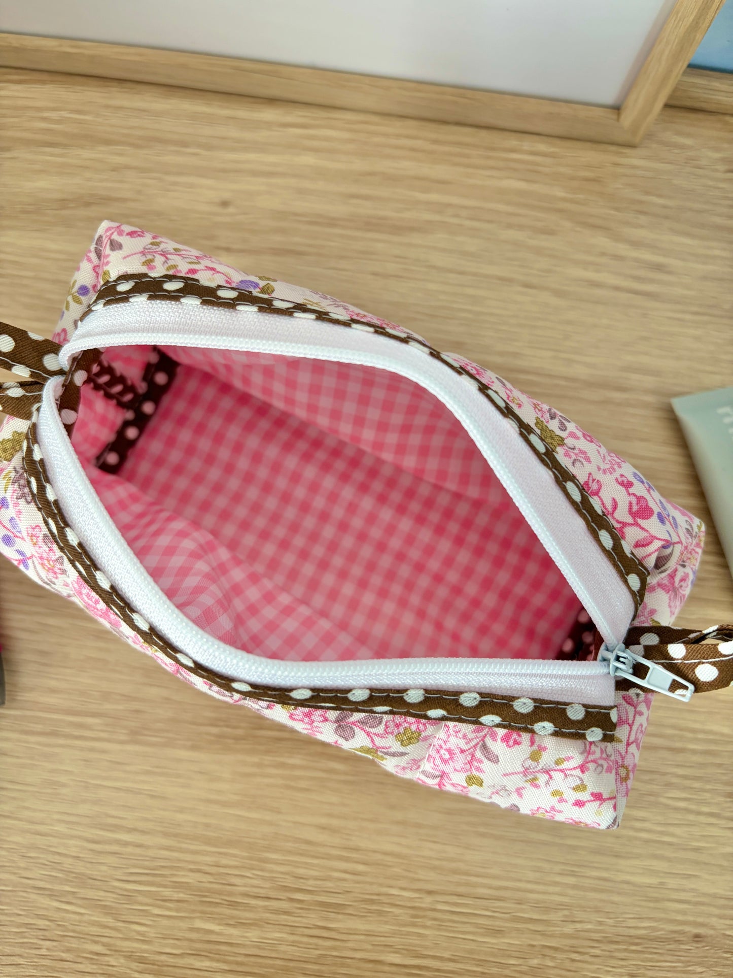 The Ditsy Picnic Pink Colorblock Bag - Brown/Pink Gingham