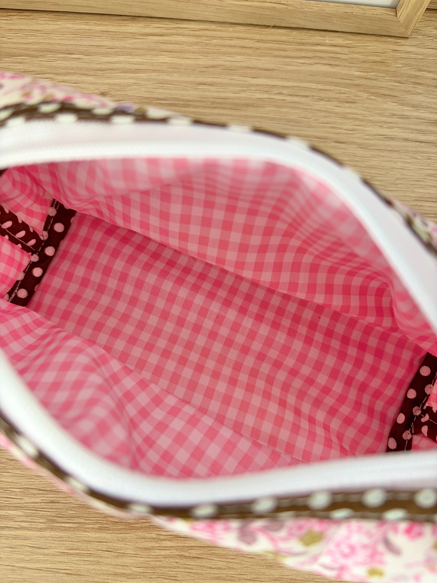 The Ditsy Picnic Pink Colorblock Bag - Brown/Pink Gingham