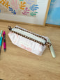 The Large Pink Bow Colorblock Bag - Brown/White