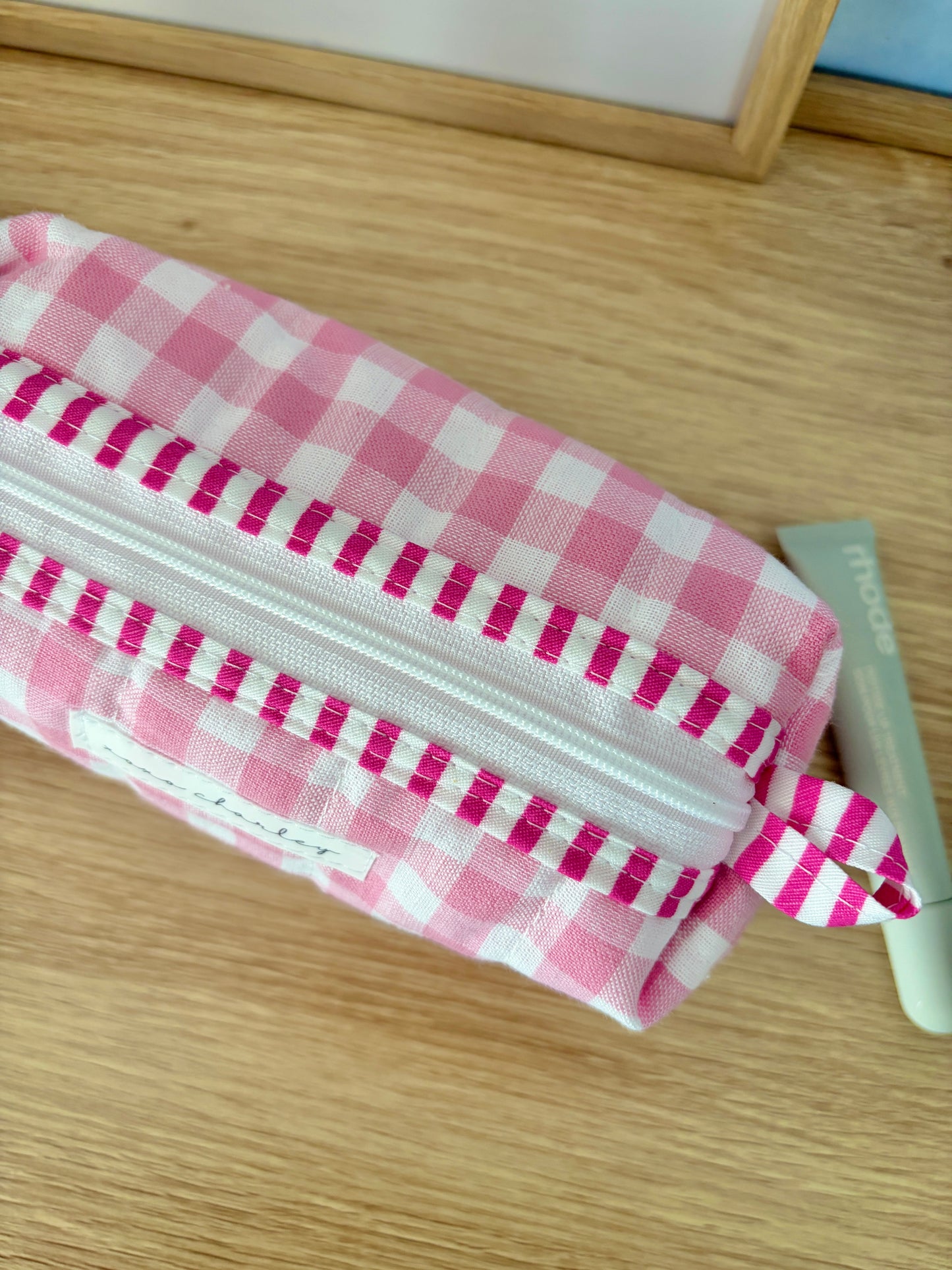 The Pink Gingham Colorblock Bag - Pink/White