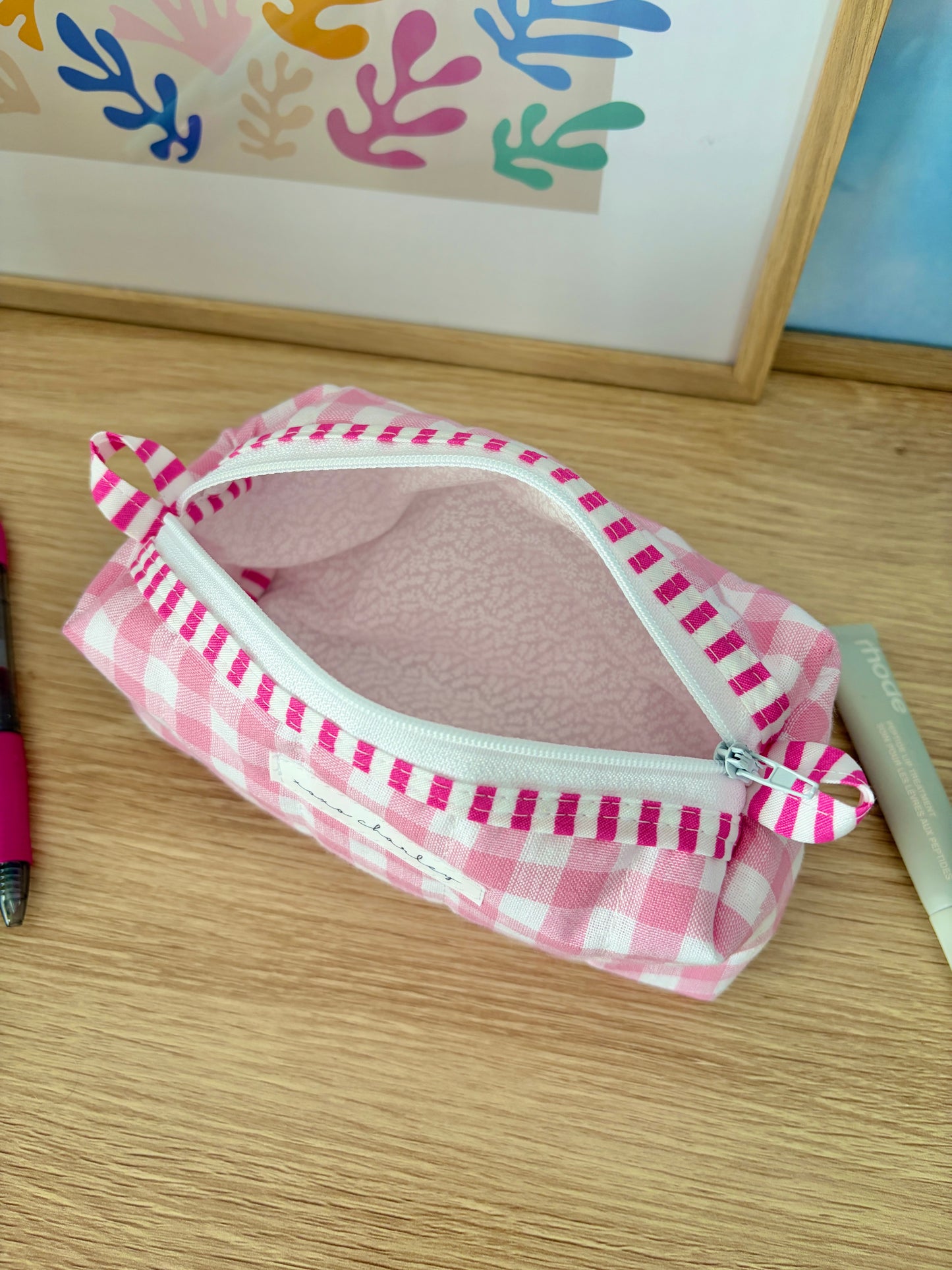The Pink Gingham Colorblock Bag - Pink/White