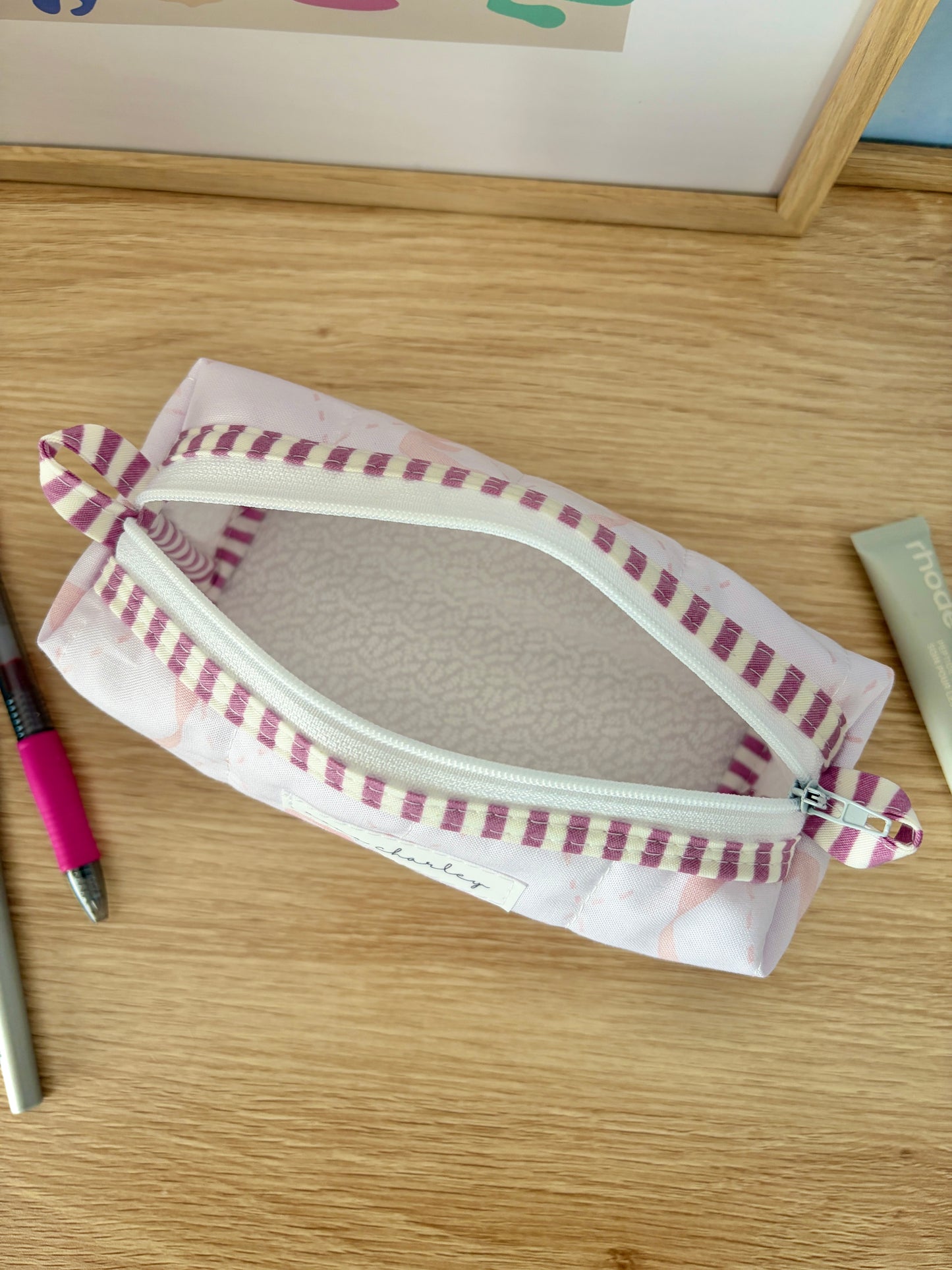 The Large Pink Bow Colorblock Bag - Purple/White