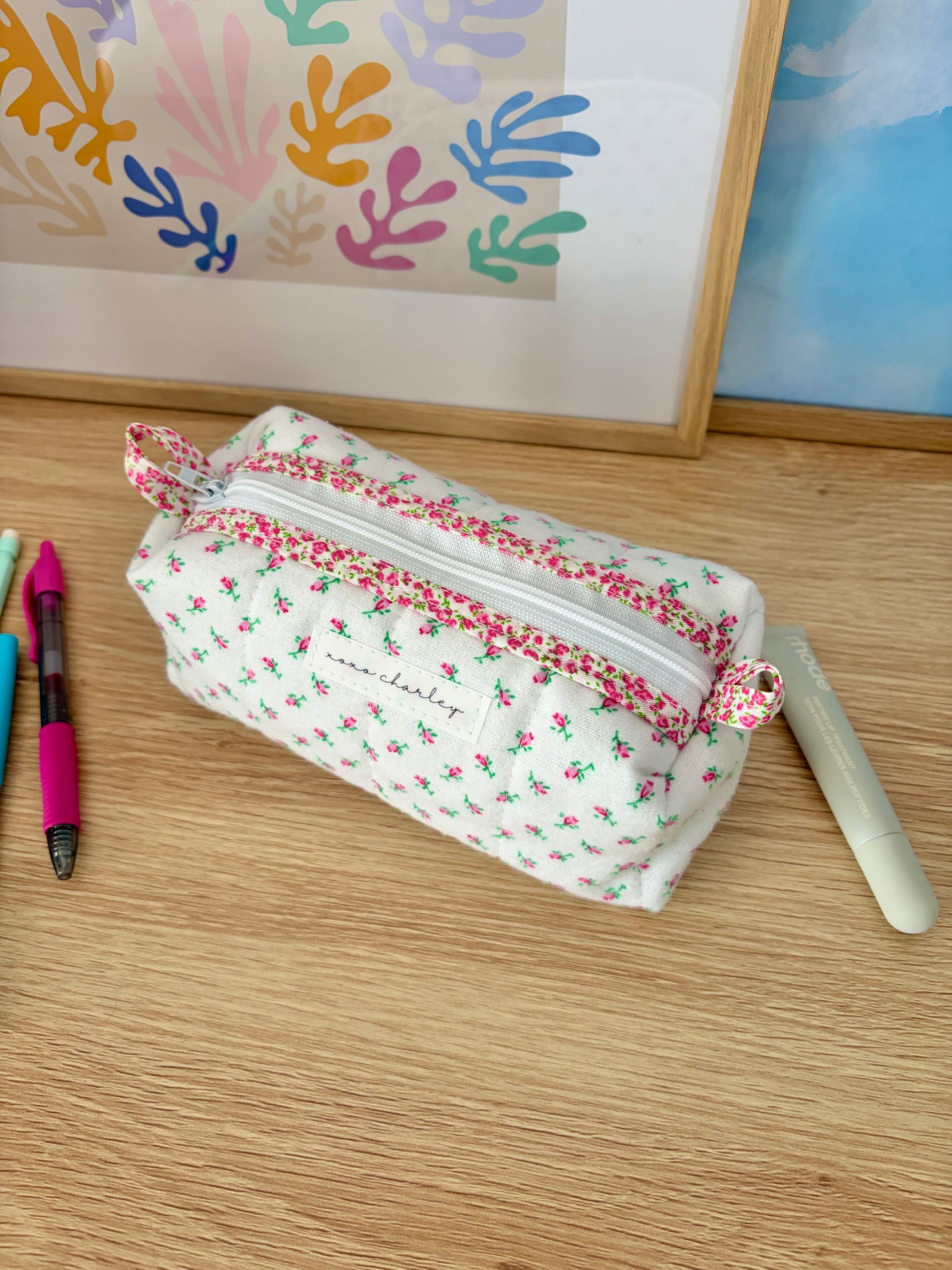 The Mini Rose Colorblock Bag - Pink Floral/Green Gingham