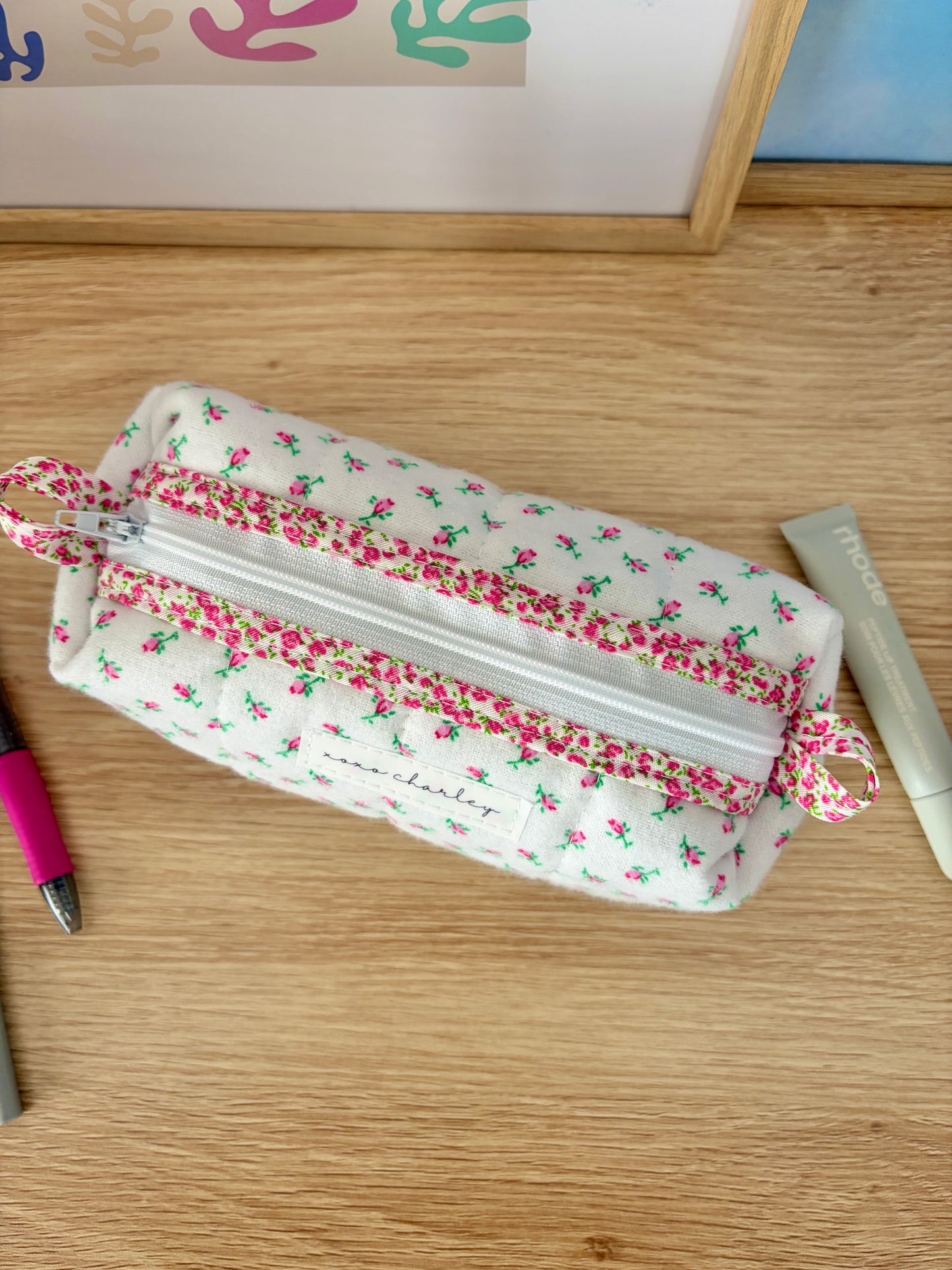 The Mini Rose Colorblock Bag - Pink Floral/Green Gingham